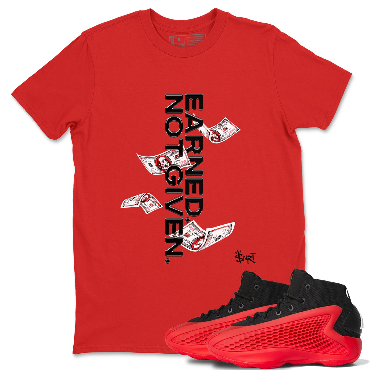 AE 1 Bred shirts to match jordans Earned Not Given sneaker match tees AE 1 Bred match shoes to clothes Drip Gear Zone unisex cotton Red 1 shirts