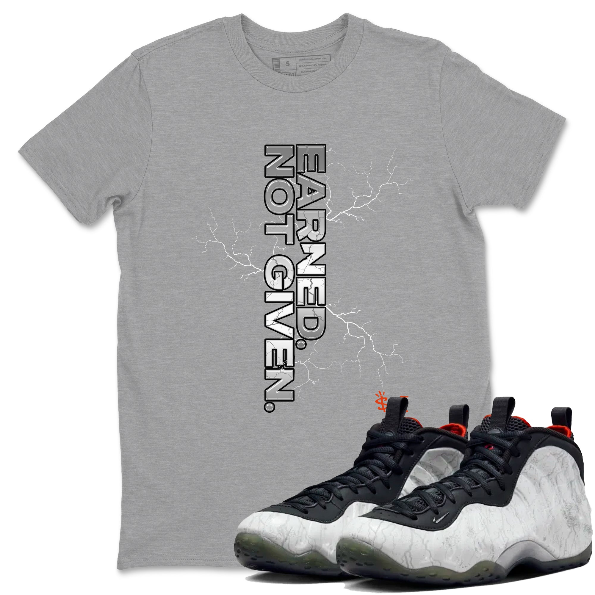 Foams One Jin shirts to match jordans Earned Not Given sneaker match tees Air Foamposite One Jin match shoes to clothes Drip Gear Zone unisex cotton Heather Grey 1 shirts