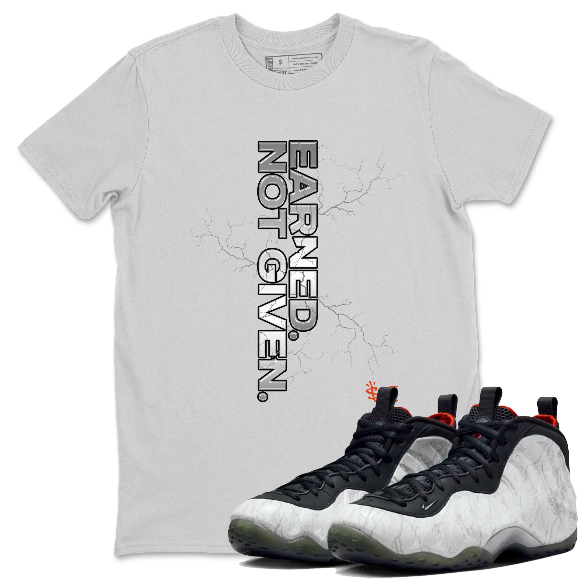 Foams One Jin shirts to match jordans Earned Not Given sneaker match tees Air Foamposite One Jin match shoes to clothes Drip Gear Zone unisex cotton Silver 1 shirts