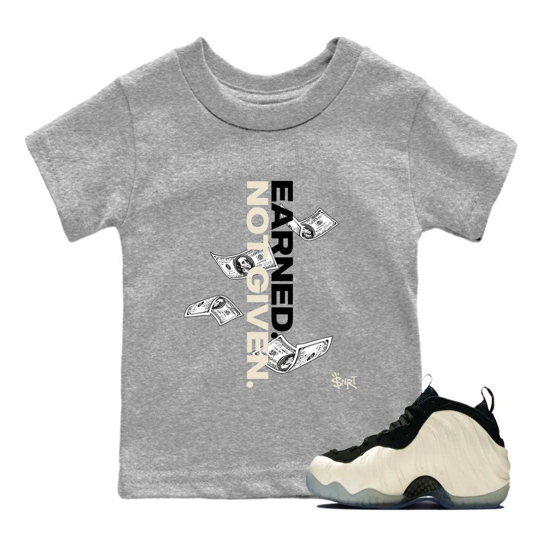 Sneaker Threads  Sneaker Tees To Match Air Foamposite One Pearl  Earned Not Given Youth Graphic Tee Heather Grey 1. Perfect for Jordan releases 2025 colorways.
