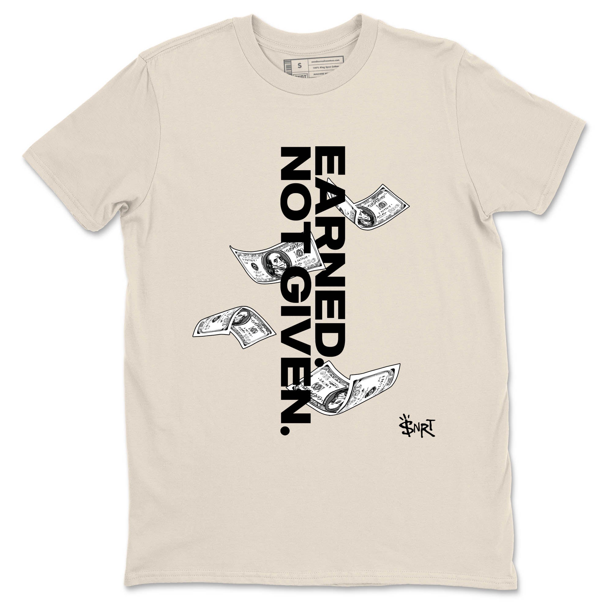 Sneaker Threads  Sneaker Tees To Match Air Foamposite One Pearl  Earned Not Given Graphic Tee Natural 2. Perfect for Jordan releases 2025 colorways.