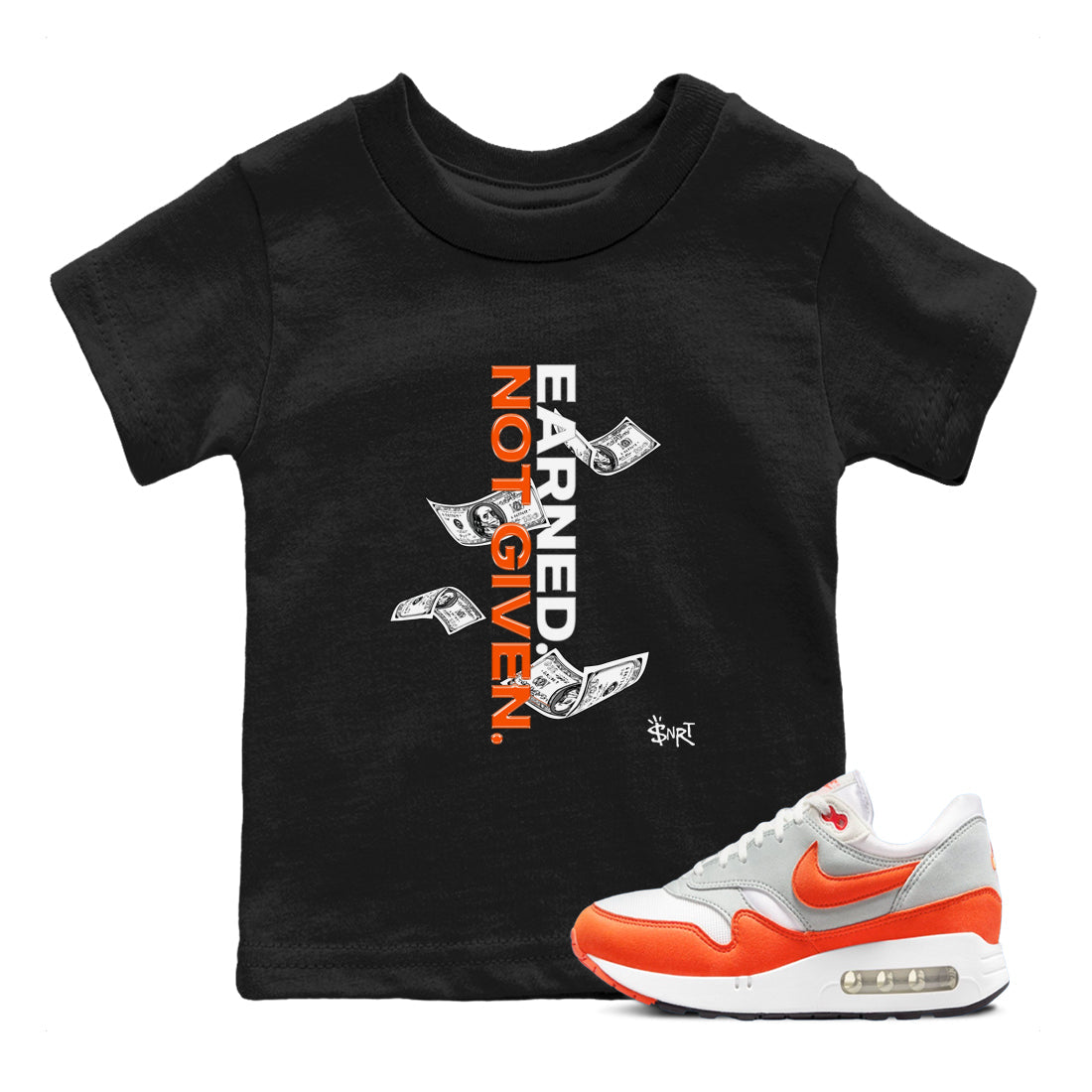 Air Max 1 OG '86 'Summit White and Cosmic Clay shirts to match jordans Earned Not Given sneaker match tees Air Max 1 Cosmic Clay match shoes to clothes Drip Gear Zone Youth Baby Black 1 tee