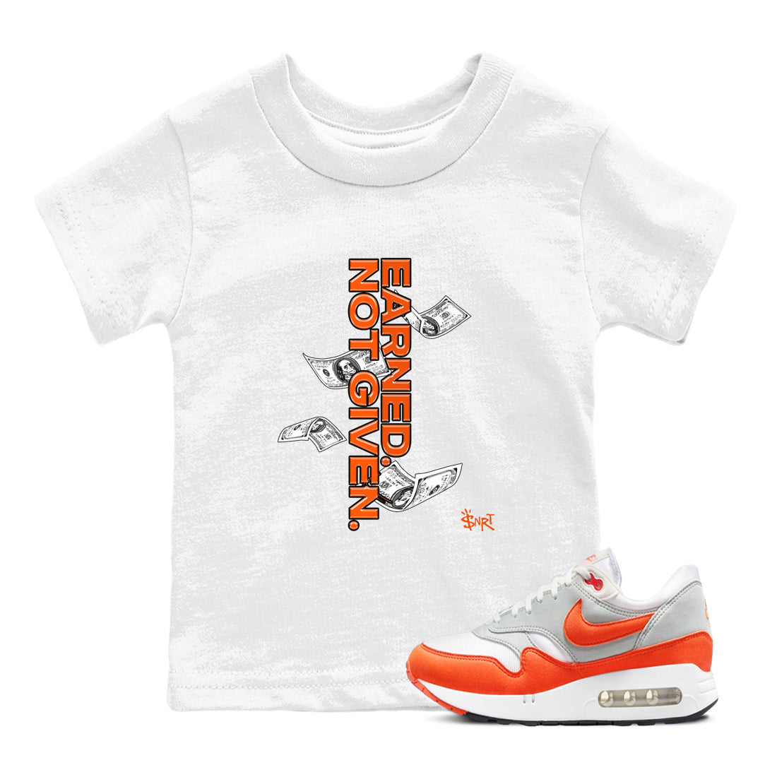 Air Max 1 OG '86 'Summit White and Cosmic Clay shirts to match jordans Earned Not Given sneaker match tees Air Max 1 Cosmic Clay match shoes to clothes Drip Gear Zone Youth Baby White 1 tee