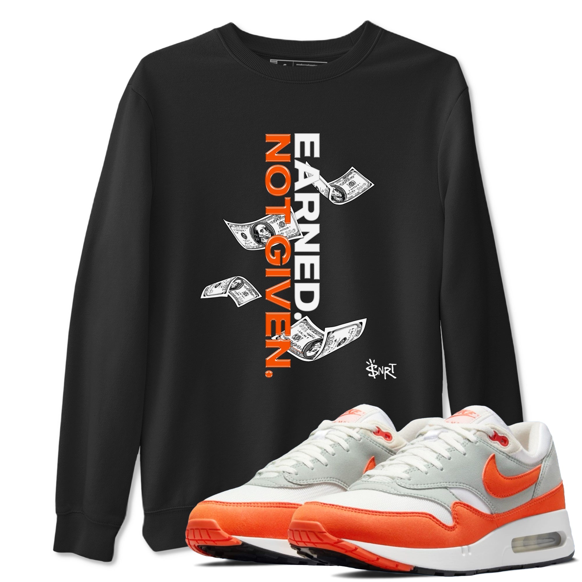 Air Max 1 OG '86 'Summit White and Cosmic Clay shirts to match jordans Earned Not Given sneaker match tees Air Max 1 Cosmic Clay match shoes to clothes Drip Gear Zone unisex cotton Black 1 shirts