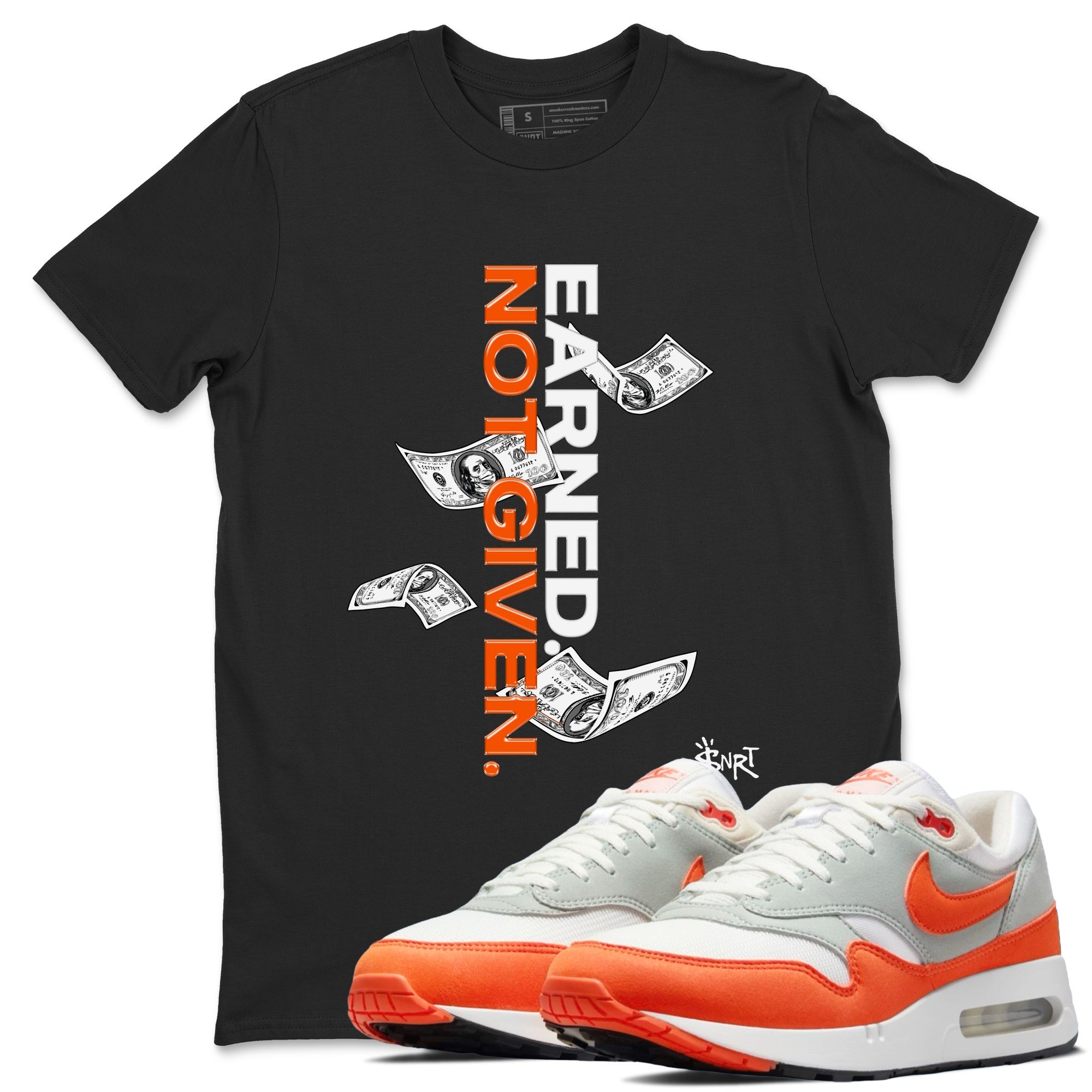 Air Max 1 OG '86 'Summit White and Cosmic Clay shirts to match jordans Earned Not Given sneaker match tees Air Max 1 Cosmic Clay match shoes to clothes Drip Gear Zone unisex cotton Black 1 shirts