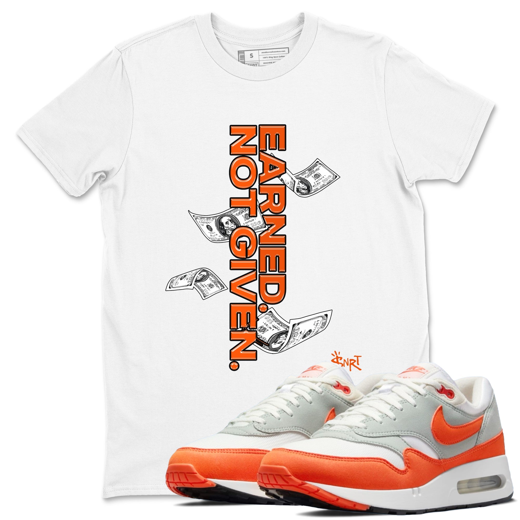 Air Max 1 OG '86 'Summit White and Cosmic Clay shirts to match jordans Earned Not Given sneaker match tees Air Max 1 Cosmic Clay match shoes to clothes Drip Gear Zone unisex cotton White 1 shirts