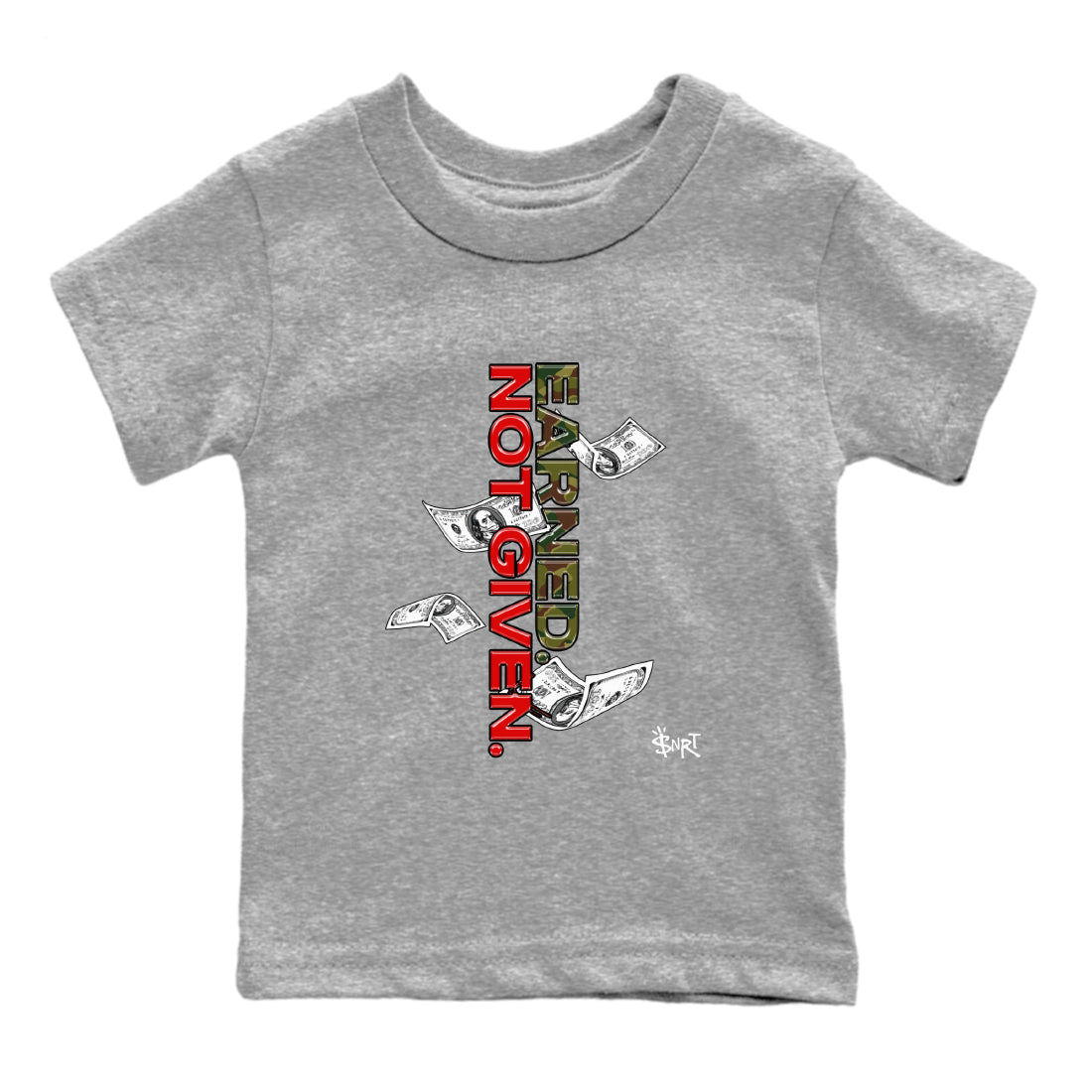 Air Max 90 Duck Camo shirts to match jordans Earned Not Given sneaker match tees Air Max 90 Reverse Duck Camo match shoes to clothes Drip Gear Zone Youth Baby Heather Grey 2 tee