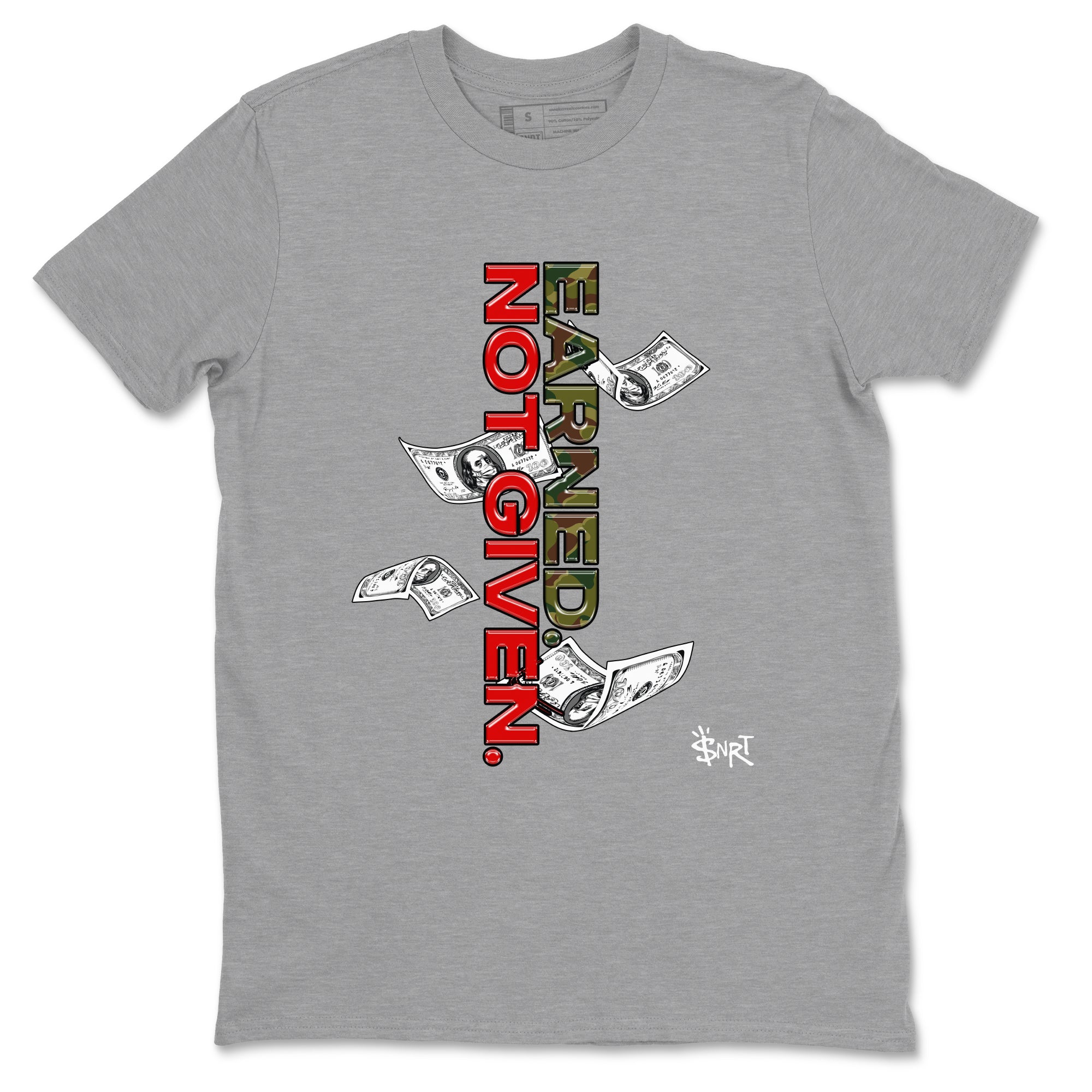 Air Max 90 Duck Camo shirts to match jordans Earned Not Given sneaker match tees Air Max 90 Reverse Duck Camo match shoes to clothes Drip Gear Zone unisex cotton Heather Grey 2 shirts