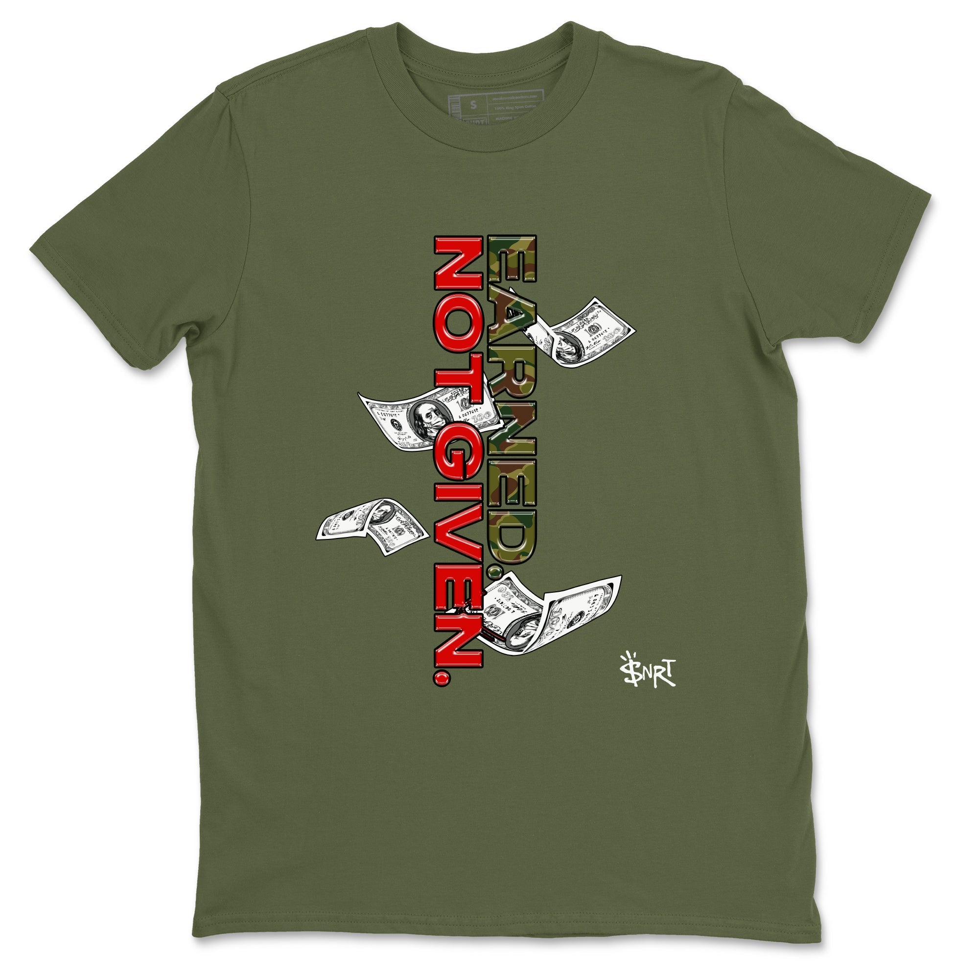 Air Max 90 Duck Camo shirts to match jordans Earned Not Given sneaker match tees Air Max 90 Reverse Duck Camo match shoes to clothes Drip Gear Zone unisex cotton Military Green 2 shirts