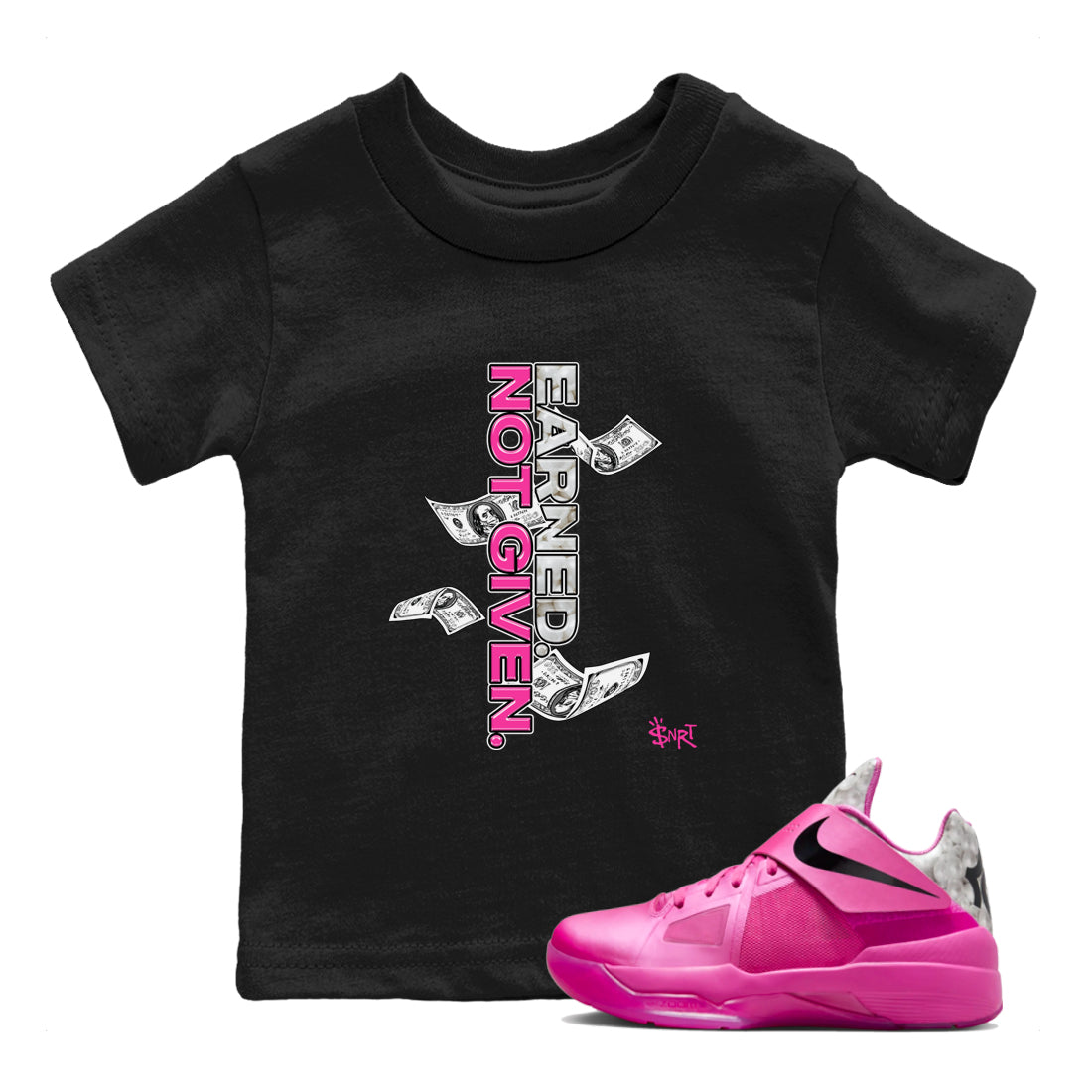 Nike KD 4 Retro Aunt Pearl shirts to match jordans Earned Not Given sneaker match tees Nike KD 4 Aunt Pearl match shoes to clothes Drip Gear Zone Youth Baby Black 1 tee