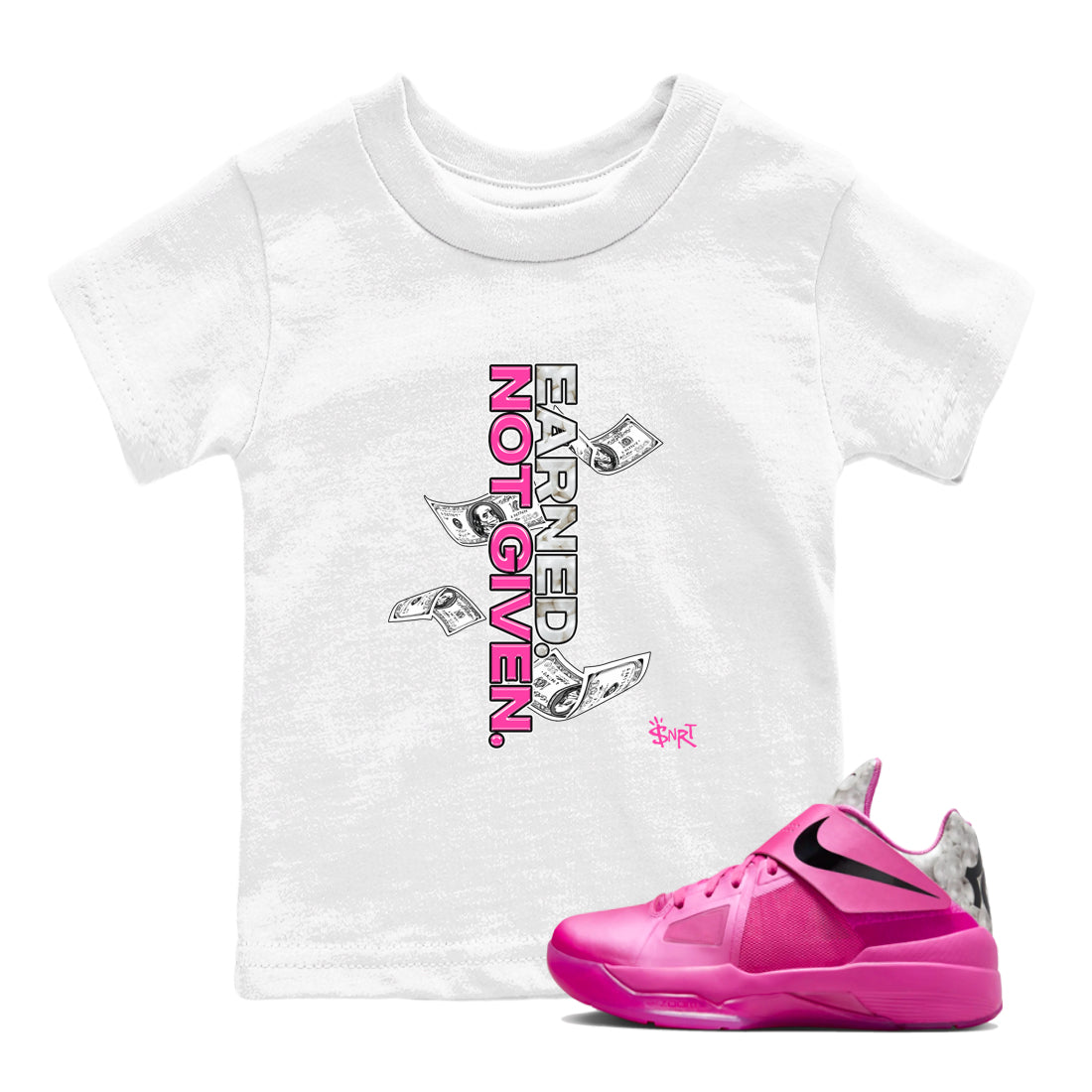 Nike KD 4 Retro Aunt Pearl shirts to match jordans Earned Not Given sneaker match tees Nike KD 4 Aunt Pearl match shoes to clothes Drip Gear Zone Youth Baby White 1 tee