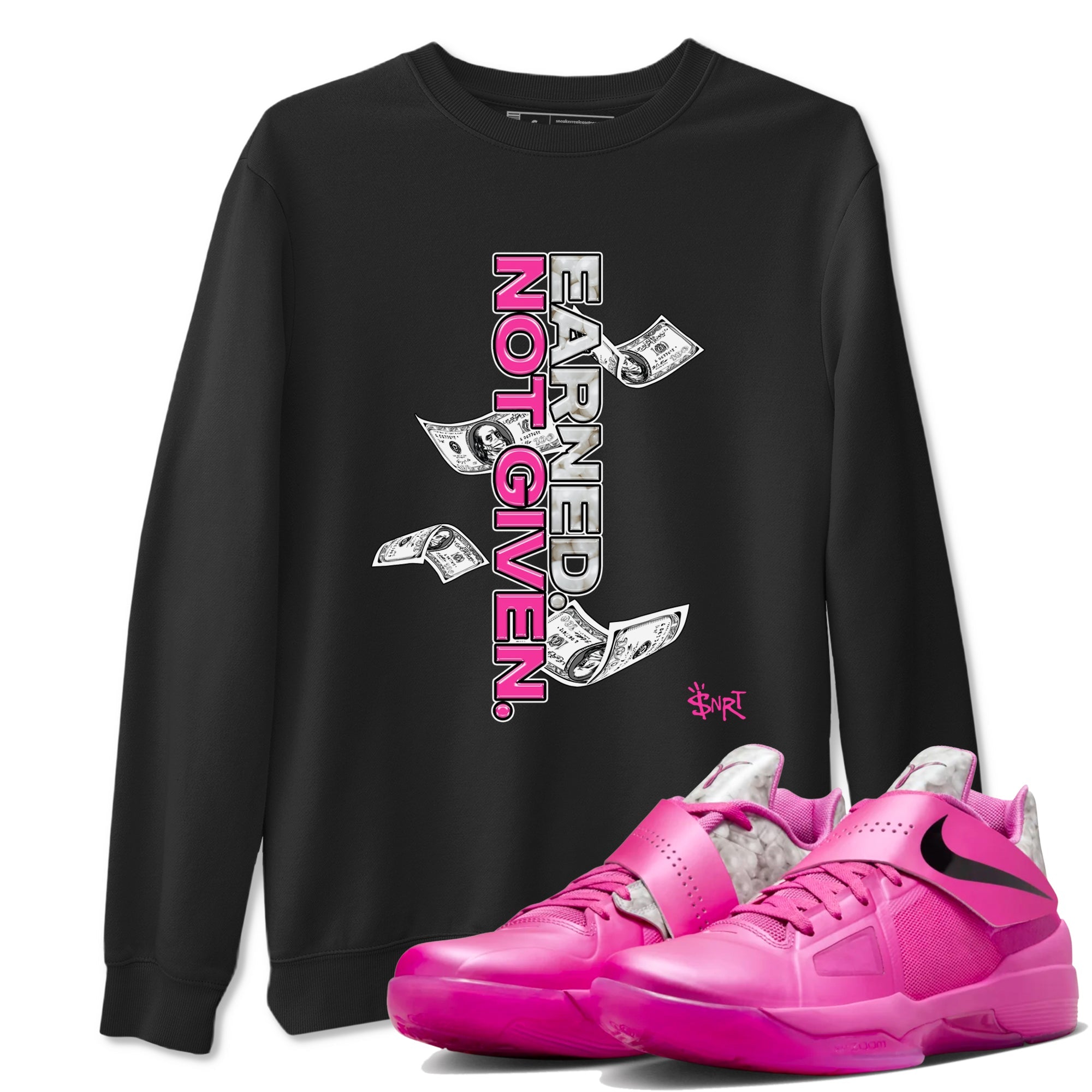 Nike KD 4 Retro Aunt Pearl shirts to match jordans Earned Not Given sneaker match tees Nike KD 4 Aunt Pearl match shoes to clothes Drip Gear Zone unisex cotton Black 1 shirts