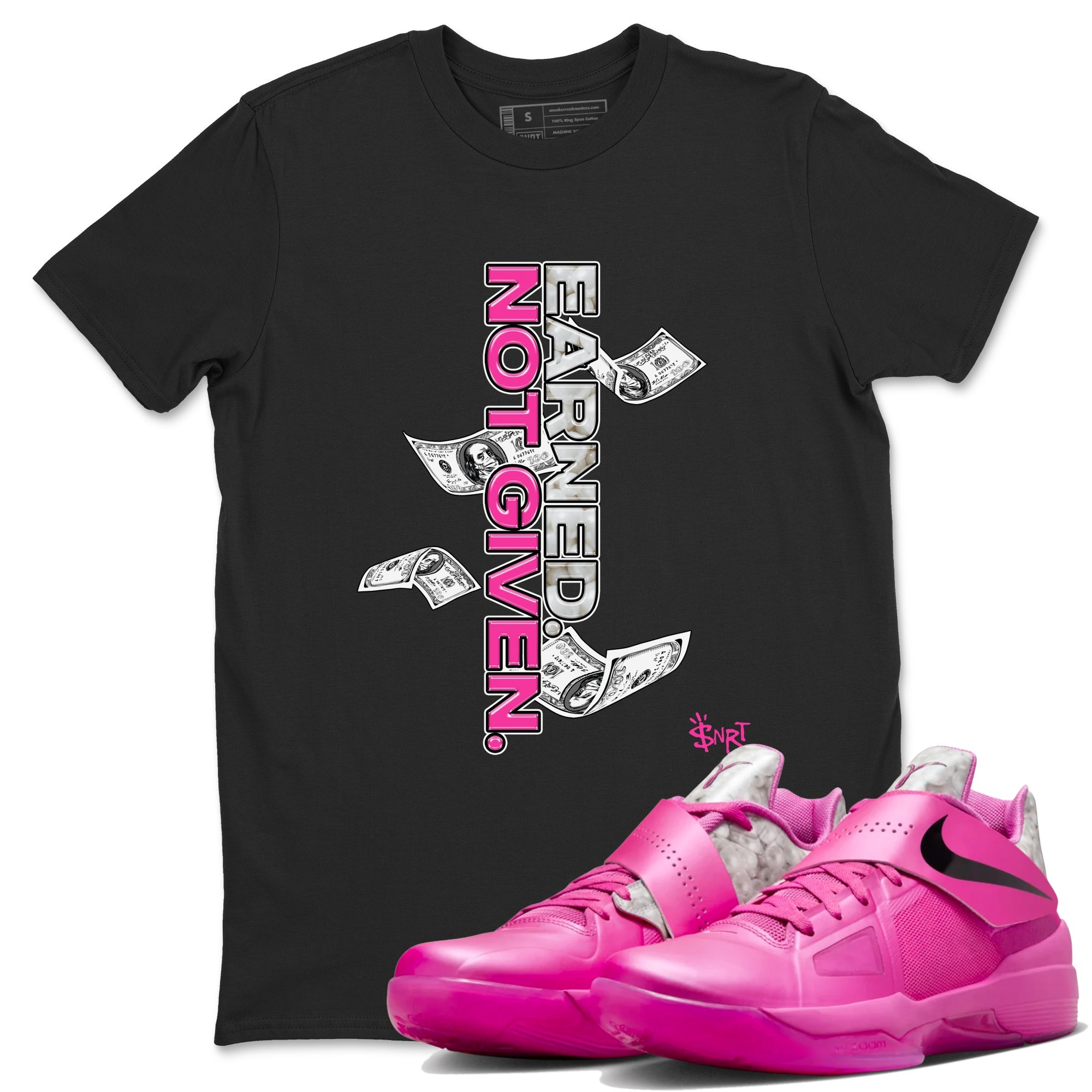 Nike KD 4 Retro Aunt Pearl shirts to match jordans Earned Not Given sneaker match tees Nike KD 4 Aunt Pearl match shoes to clothes Drip Gear Zone unisex cotton Black 1 shirts