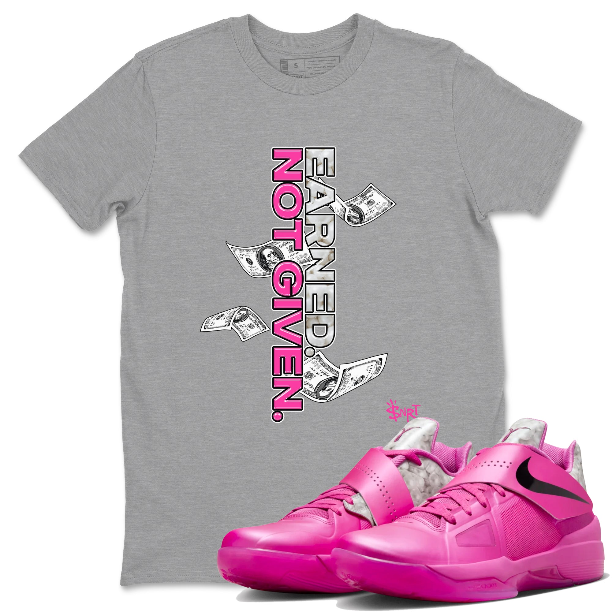 Nike KD 4 Retro Aunt Pearl shirts to match jordans Earned Not Given sneaker match tees Nike KD 4 Aunt Pearl match shoes to clothes Drip Gear Zone unisex cotton Heather Grey 1 shirts
