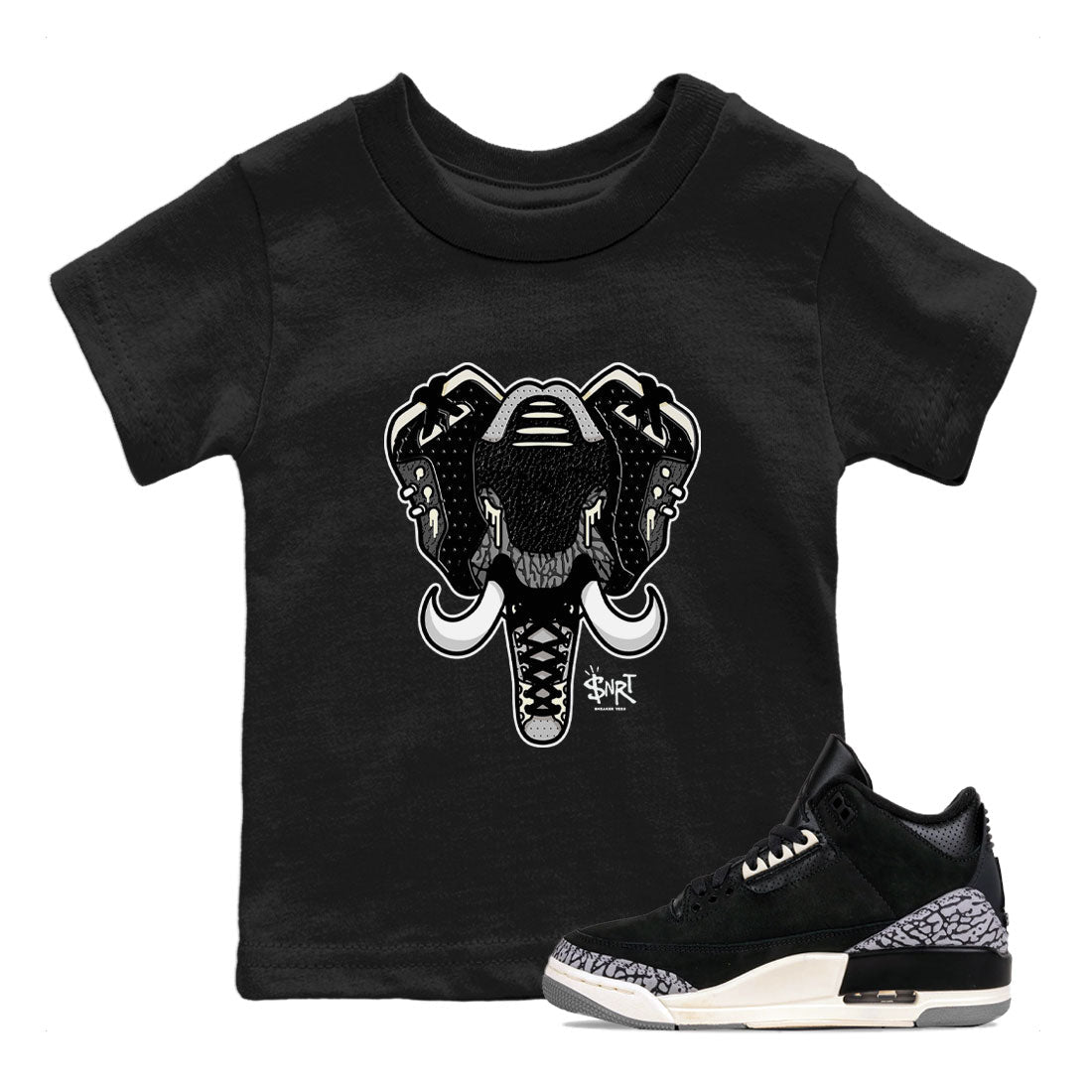Air Jordan 3 Off Noir shirt to match jordans Elephant Symbol sneaker tees Air Jordan 3 Retro Off Noir Drip Gear Zone Baby Toddler Black 1 T-Shirt