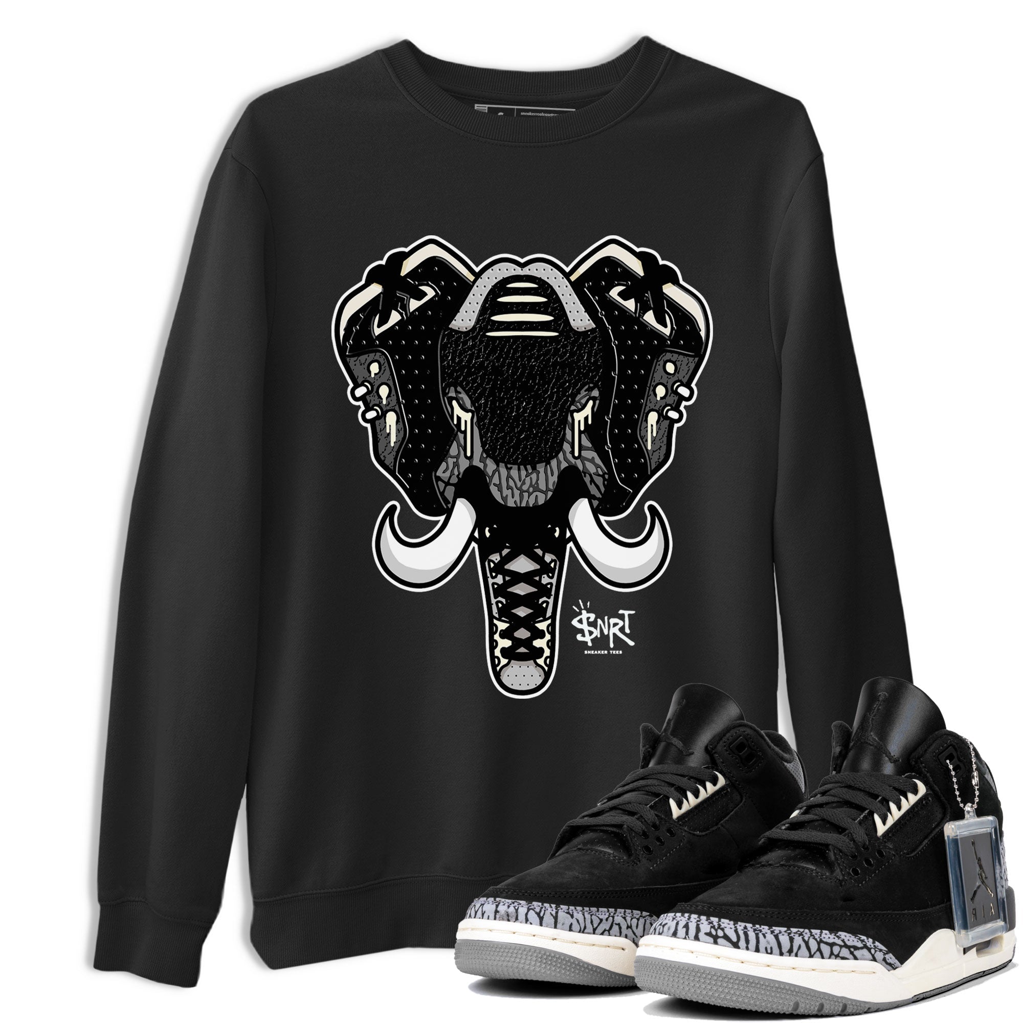 Air Jordan 3 Off Noir shirt to match jordans Elephant Symbol sneaker tees Air Jordan 3 Retro Off Noir Drip Gear Zone Unisex Black 1 T-Shirt