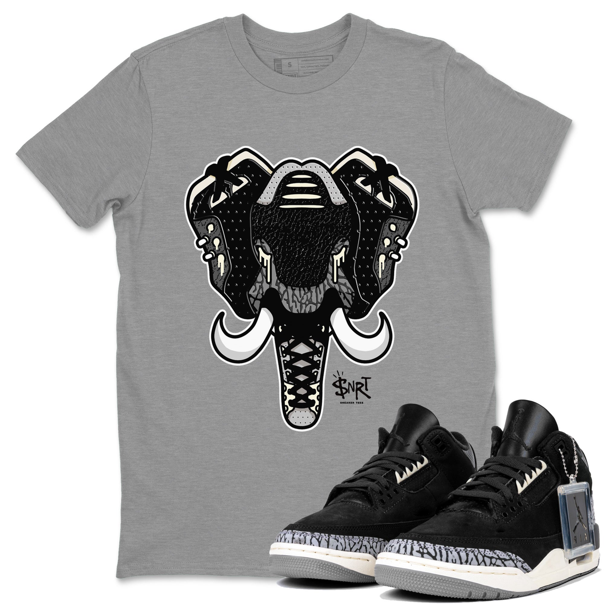Air Jordan 3 Off Noir shirt to match jordans Elephant Symbol sneaker tees Air Jordan 3 Retro Off Noir Drip Gear Zone Unisex Heather Grey 1 T-Shirt