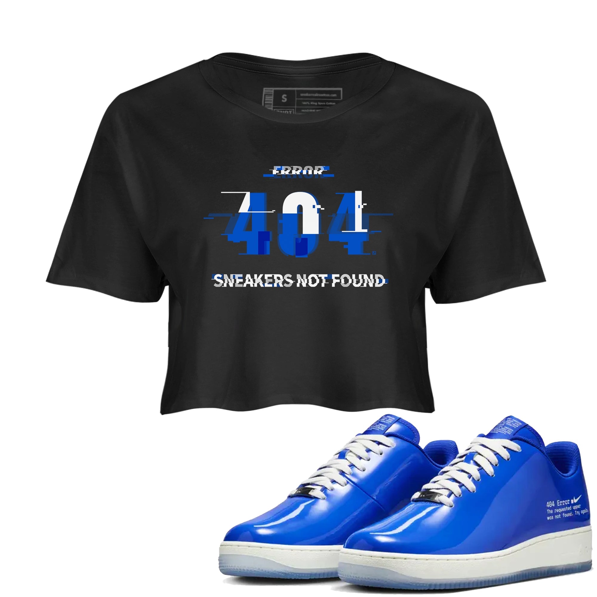 Air Force 1 404 Error shirt to match jordans Error sneaker tees AF1 404 Error Drip Gear Zone Black 1 crop length shirt