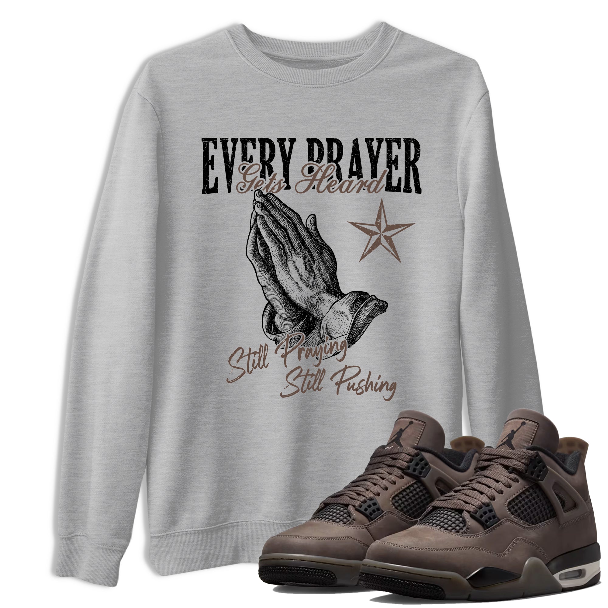 Sneaker match tees  Sneaker Tees To Match Air Jordan 4 Cave Stone Shoes  Every Prayer Gets Heard Tee Heather Grey 1