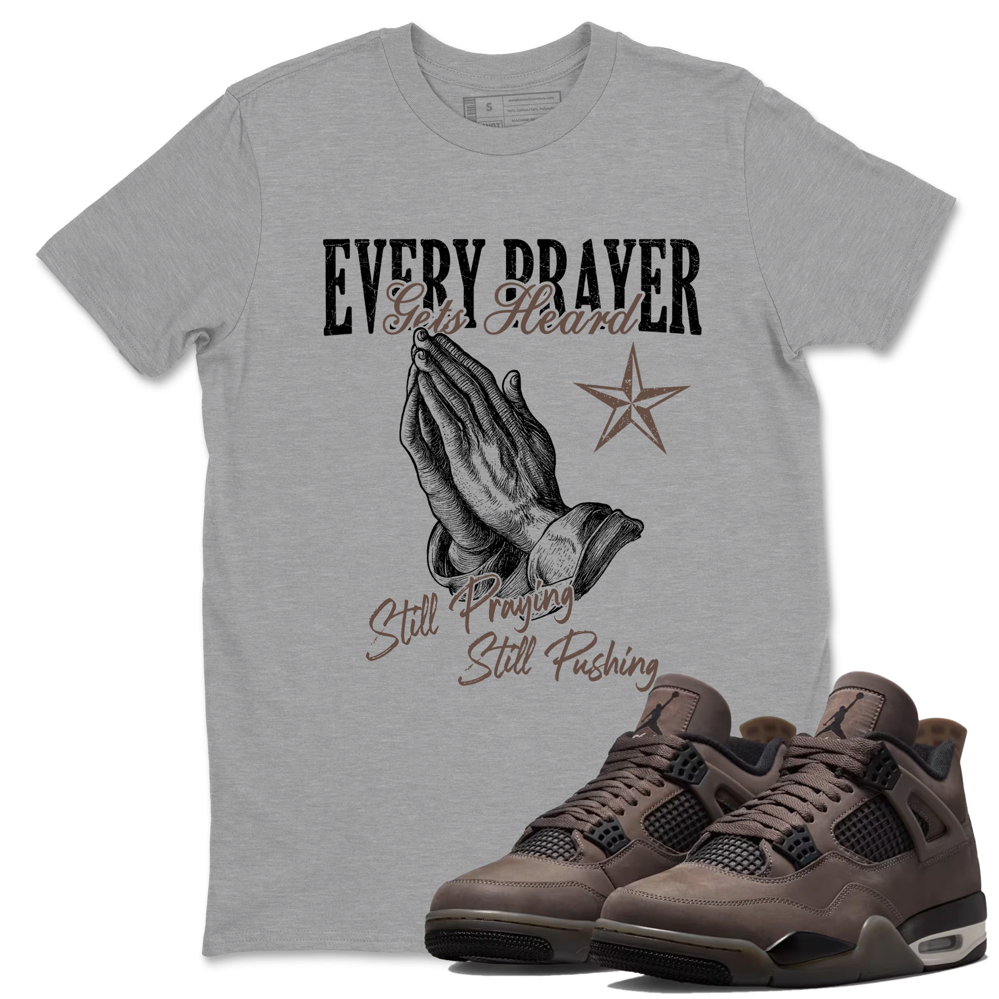 Sneaker match tees  Sneaker Tees To Match Air Jordan 4 Cave Stone Shoes  Every Prayer Gets Heard Tee Heather Grey 1