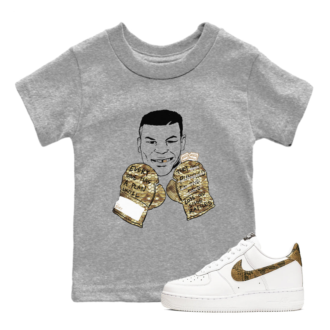 Air Force 1 Ivory Snake shirt to match jordans Everyone Has A Plan sneaker tees Air Force 1 Ivory Snake Drip Gear Zone baby toddler Heather Grey 1 cotton Shirt