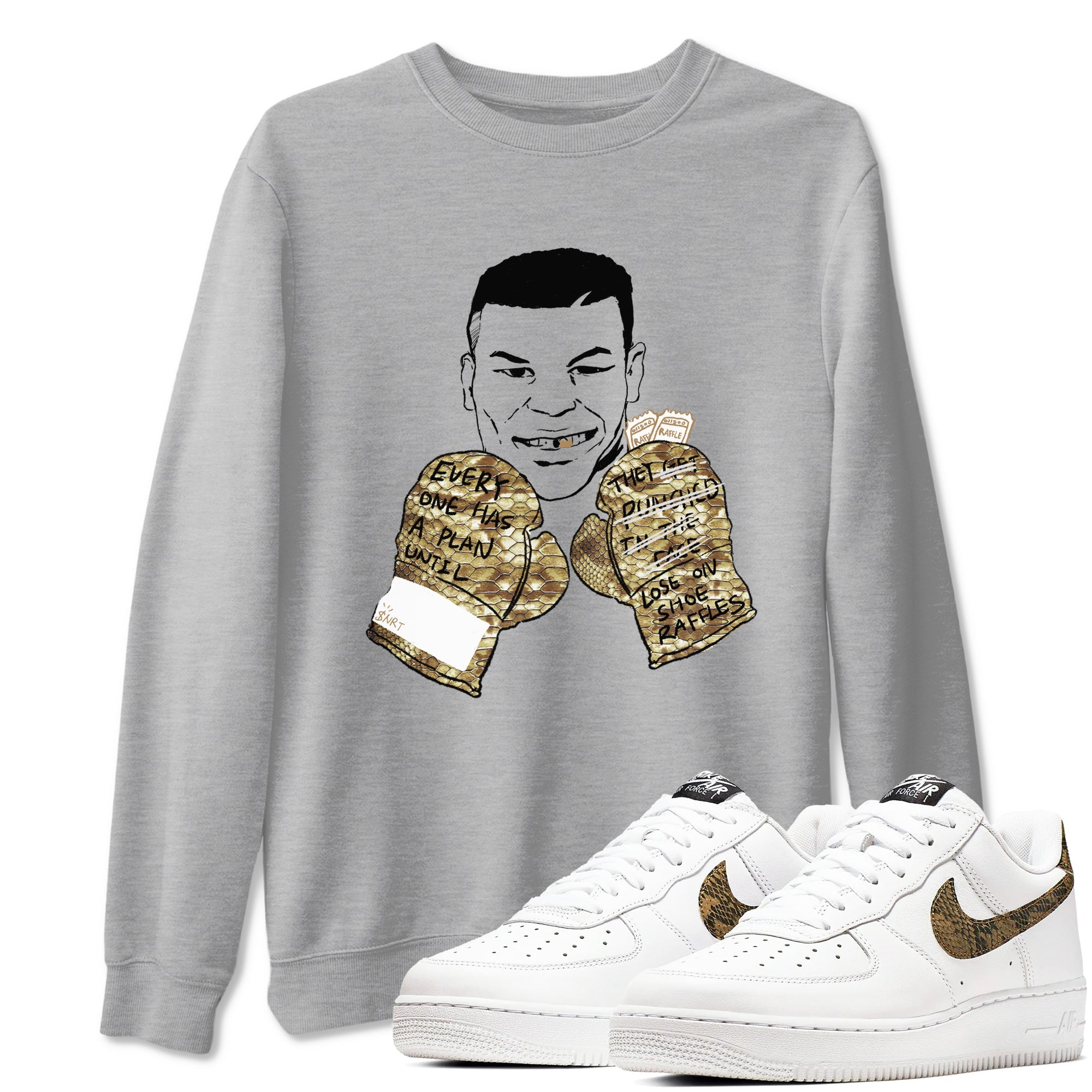 Air Force 1 Ivory Snake shirt to match jordans Everyone Has A Plan sneaker tees Air Force 1 Ivory Snake Drip Gear Zone unisex cotton Heather Grey 1 crew neck shirt