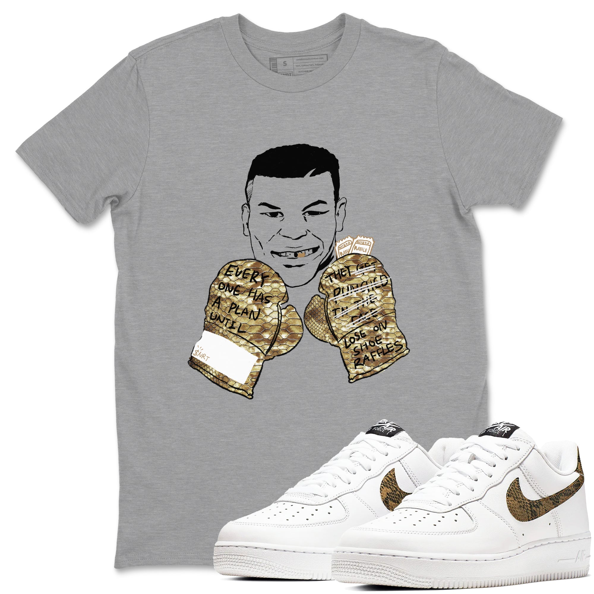 Air Force 1 Ivory Snake shirt to match jordans Everyone Has A Plan sneaker tees Air Force 1 Ivory Snake Drip Gear Zone unisex cotton Heather Grey 1 crew neck shirt