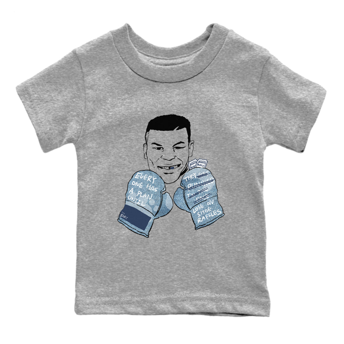 1s Denim shirts to match jordans Everyone Has A Plan sneaker match tees Air Jordan 1 Denim Drip Gear Zone streetwear brand Baby and Youth Heather Grey 2 cotton tee