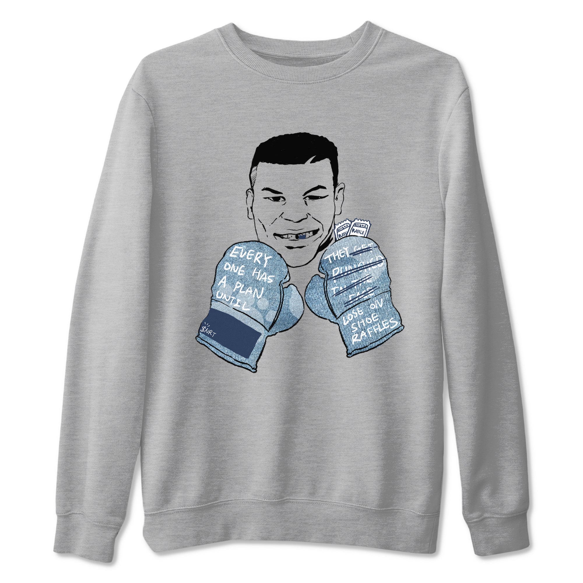 1s Denim shirts to match jordans Everyone Has A Plan sneaker match tees Air Jordan 1 Denim Drip Gear Zone streetwear brand Heather Grey 2 unisex cotton tee