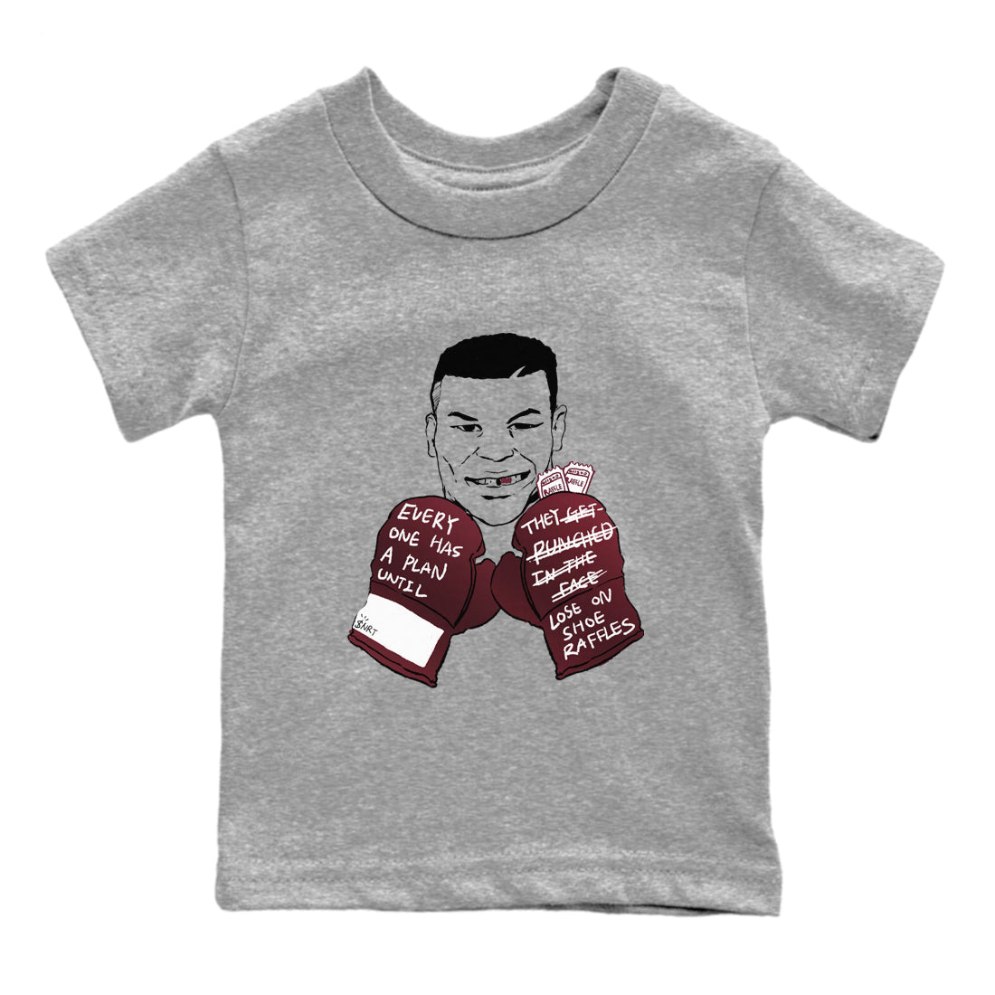 1s Metalic Burgundy shirt to match jordans Everyone Has A Plan sneaker tees Air Jordan 1 Metalic Burgundy Drip Gear Zone baby toddler Heather Grey 2 cotton Shirt