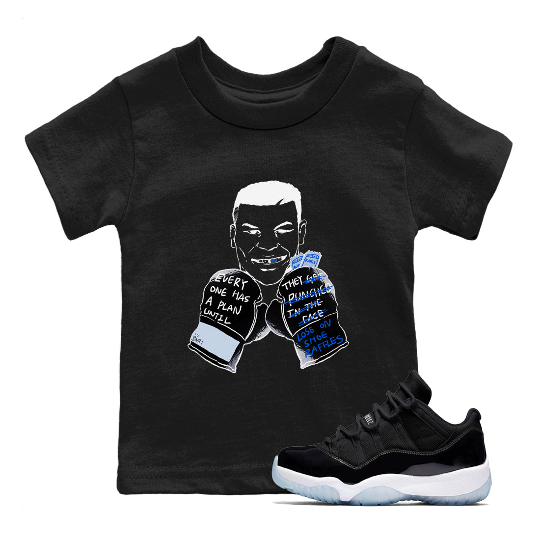 11s Low Space shirt to match jordans Everyone Has A Plan sneaker tees Air Jordan 11 Low Space Drip Gear Zone baby toddler Black 1 cotton Shirt