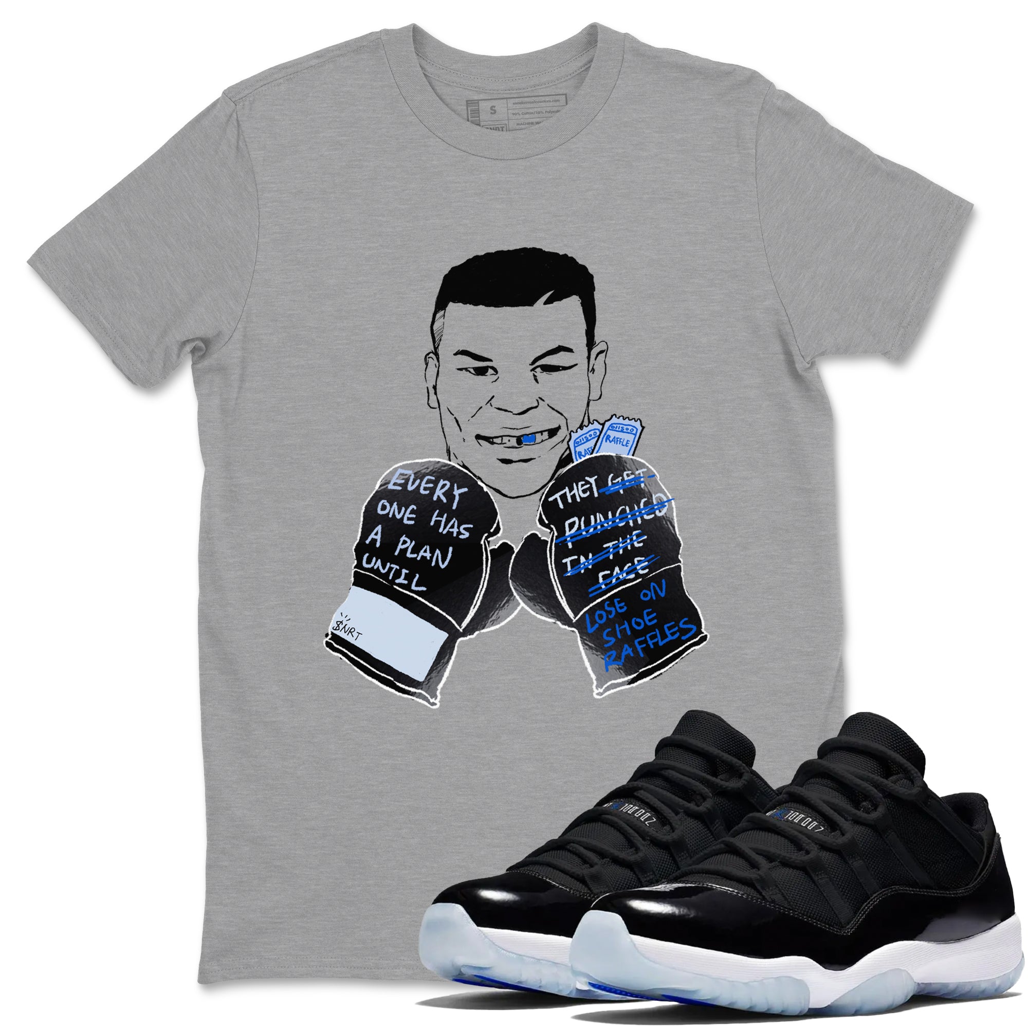 11s Low Space shirt to match jordans Everyone Has A Plan sneaker tees Air Jordan 11 Low Space Drip Gear Zone unisex cotton Heather Grey 1 crew neck shirt