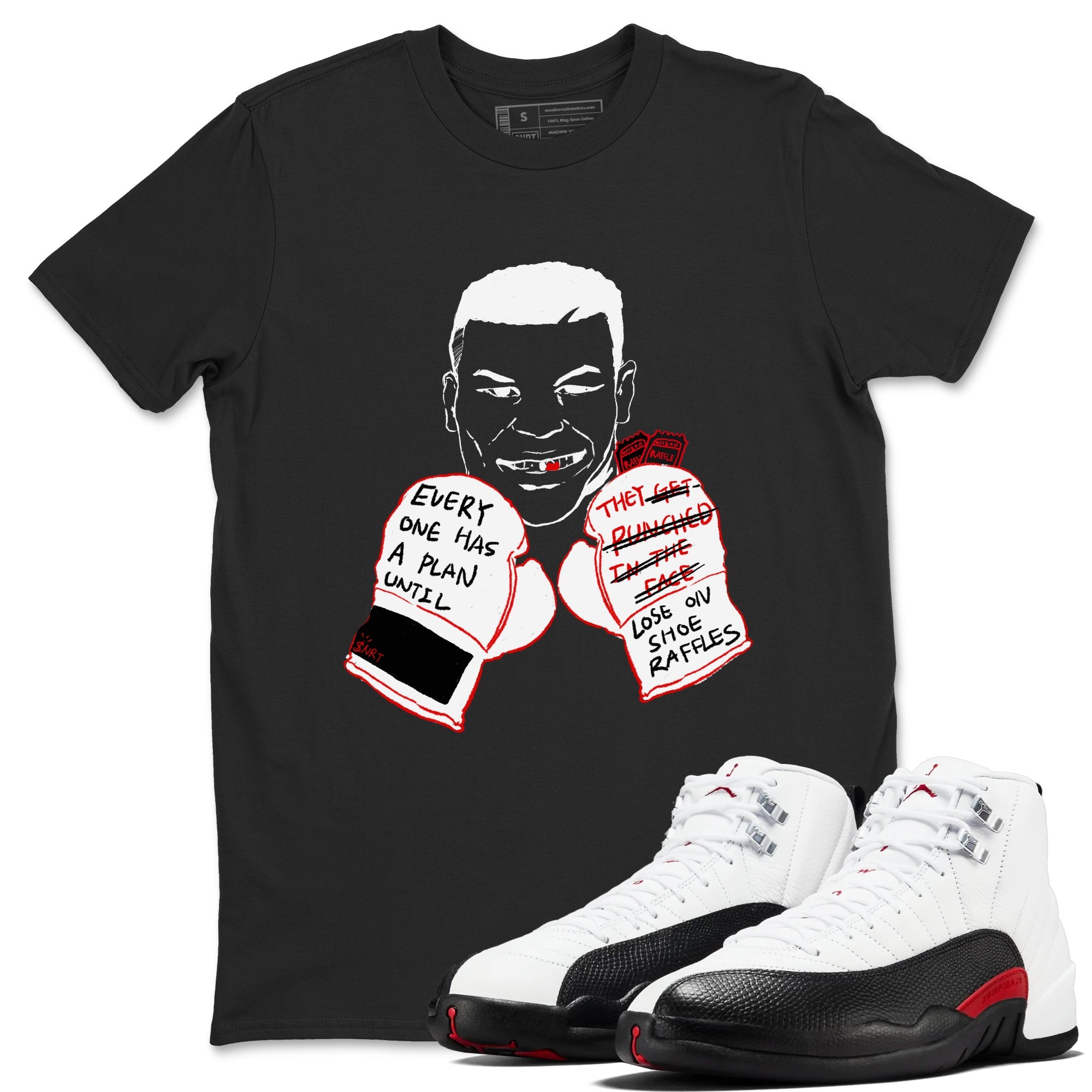 AJ12 Taxi Flip shirt to match jordans Everyone Has A Plan sneaker tees Air Jordan 12 Taxi Flip SNRT Sneaker Release Tees unisex cotton Black 1 crew neck shirt
