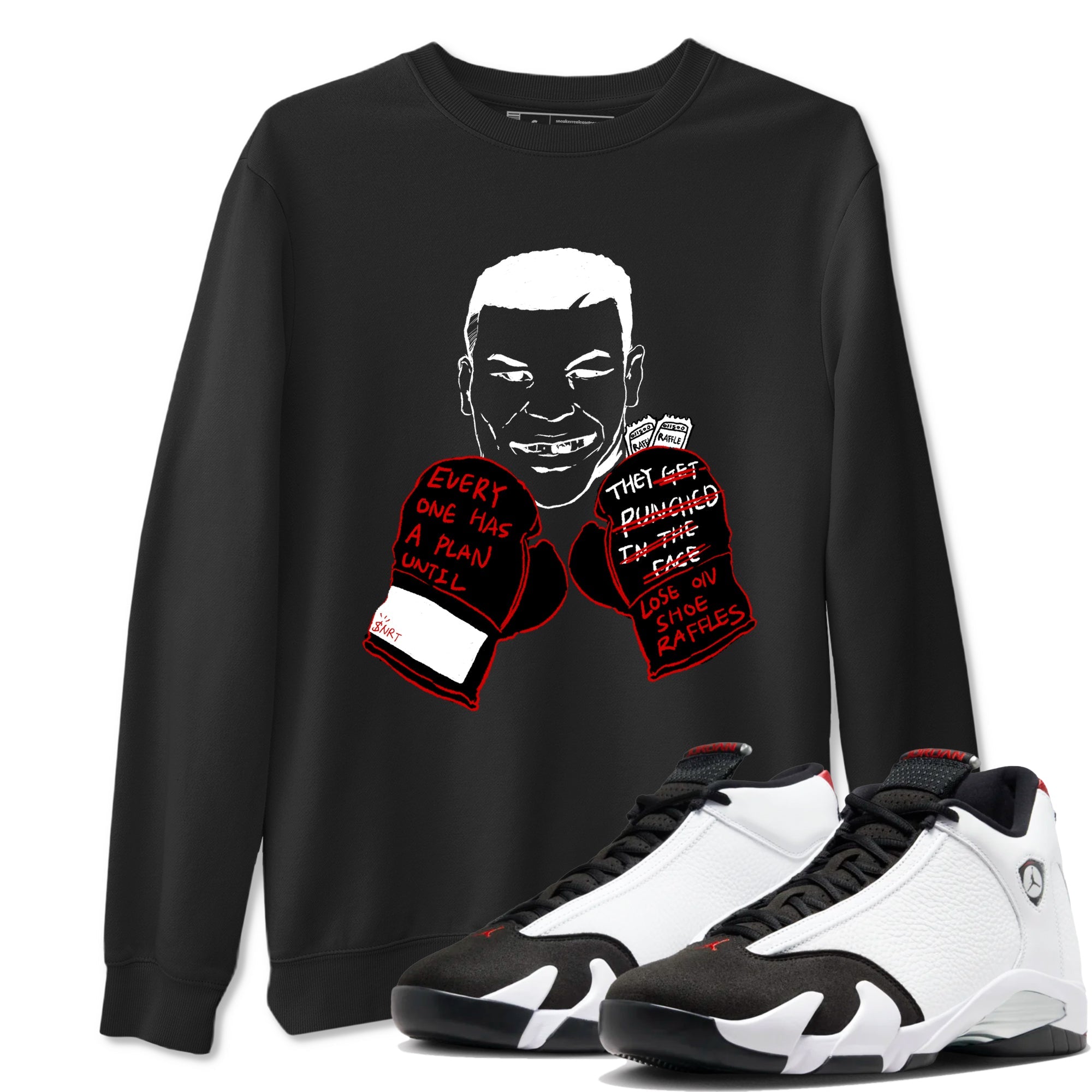 Air Jordan 14 Black Toe t shirts to match sneakers Everyone Has A Plan sneaker match tees 14s Black Toe sneaker match tee Drip Gear Zone unisex cotton Black 1 shirts