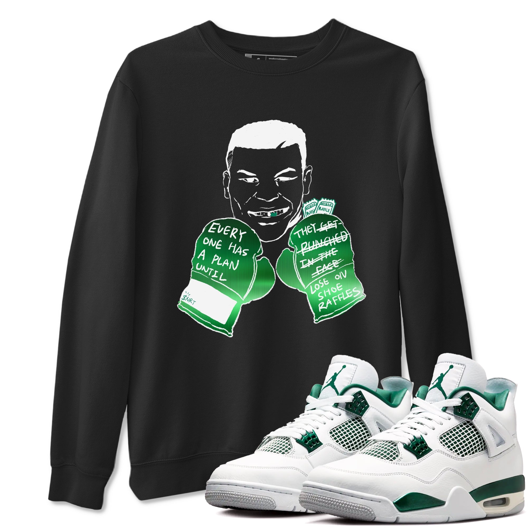 4s Oxidized Green shirts to match jordans Everyone Has A Plan sneaker match tees Air Jordan 4 Oxidized Green Drip Gear Zone streetwear brand Black 1 unisex cotton tee