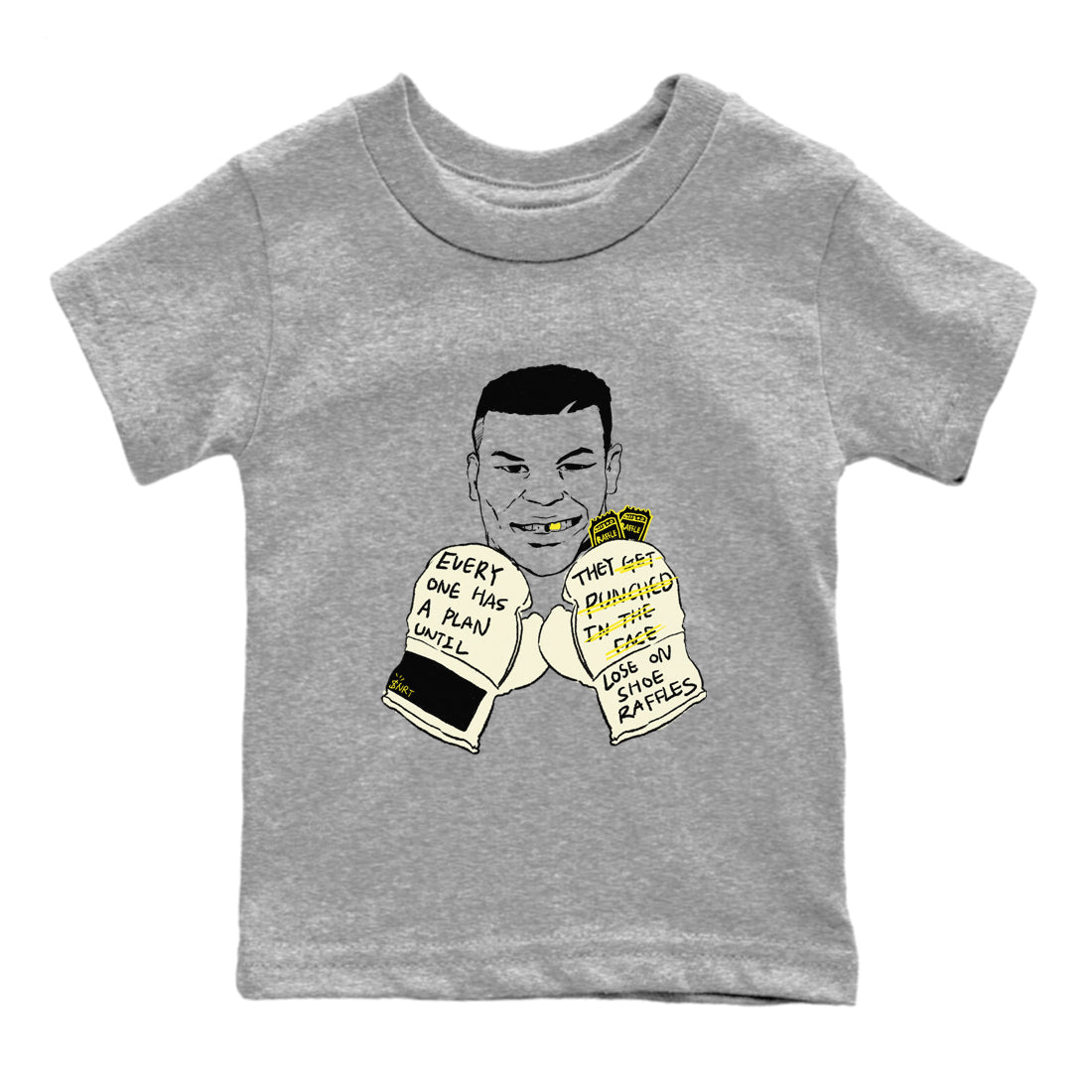 AJ4 Vivid Sulfur shirt to match jordans Everyone Has A Plan sneaker tees Air Jordan 4 Vivid Sulfur Drip Gear Zone baby toddler Heather Grey 2 cotton Shirt