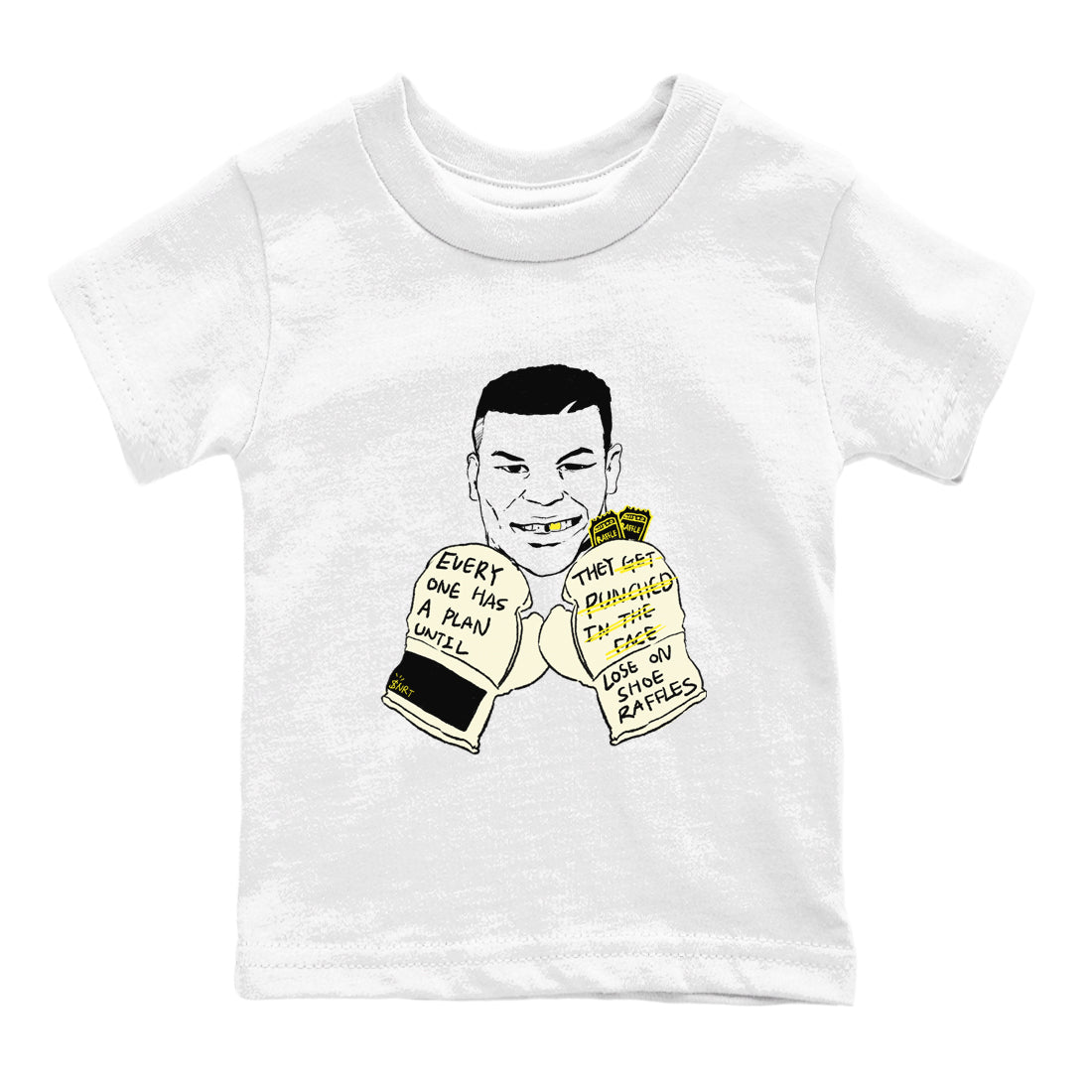 AJ4 Vivid Sulfur shirt to match jordans Everyone Has A Plan sneaker tees Air Jordan 4 Vivid Sulfur Drip Gear Zone baby toddler White 2 cotton Shirt