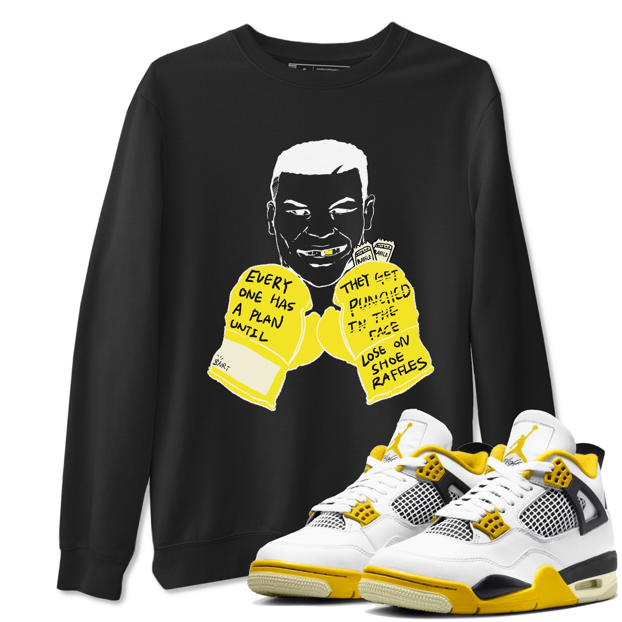 AJ4 Vivid Sulfur shirt to match jordans Everyone Has A Plan sneaker tees Air Jordan 4 Vivid Sulfur Drip Gear Zone unisex cotton Black 1 crew neck shirt