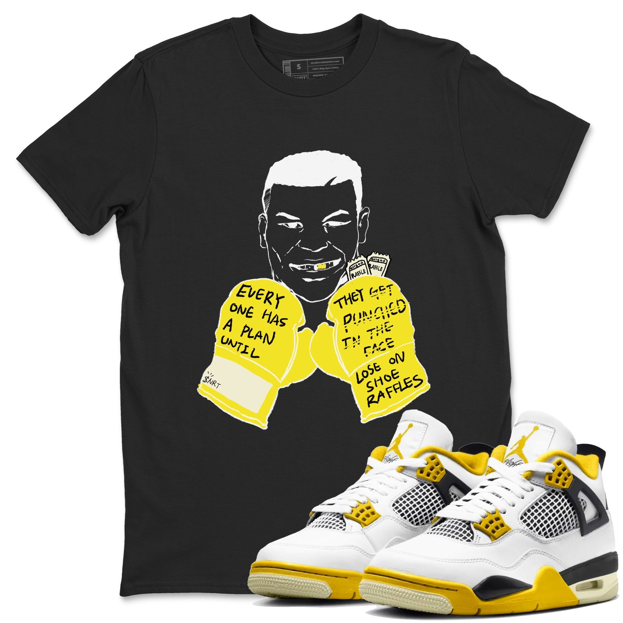 AJ4 Vivid Sulfur shirt to match jordans Everyone Has A Plan sneaker tees Air Jordan 4 Vivid Sulfur Drip Gear Zone unisex cotton Black 1 crew neck shirt