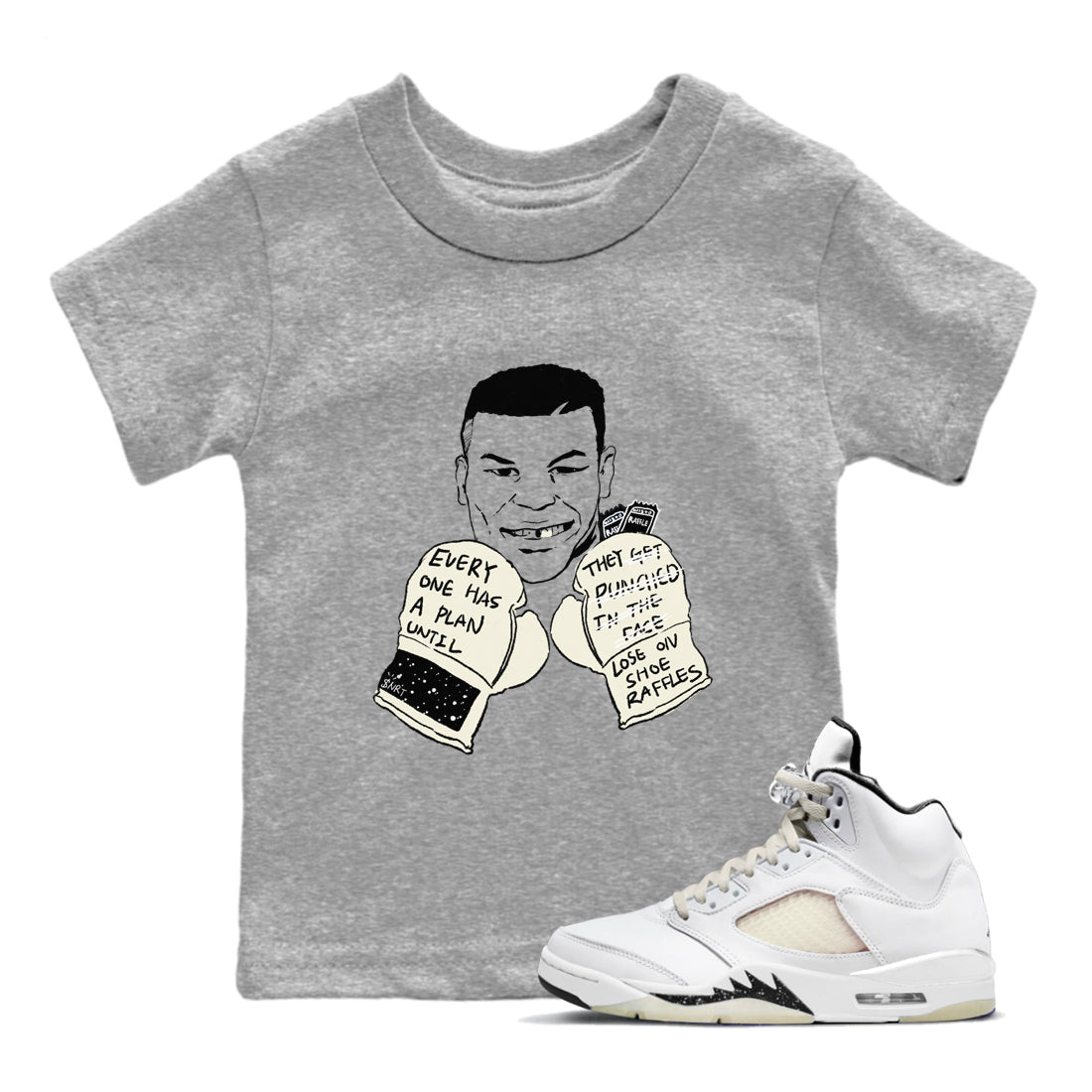 AJ5 Sail shirt to match jordans Everyone Has A Plan sneaker tees Air Jordan 5 SE Sail Drip Gear Zone baby toddler Heather Grey 1 cotton Shirt