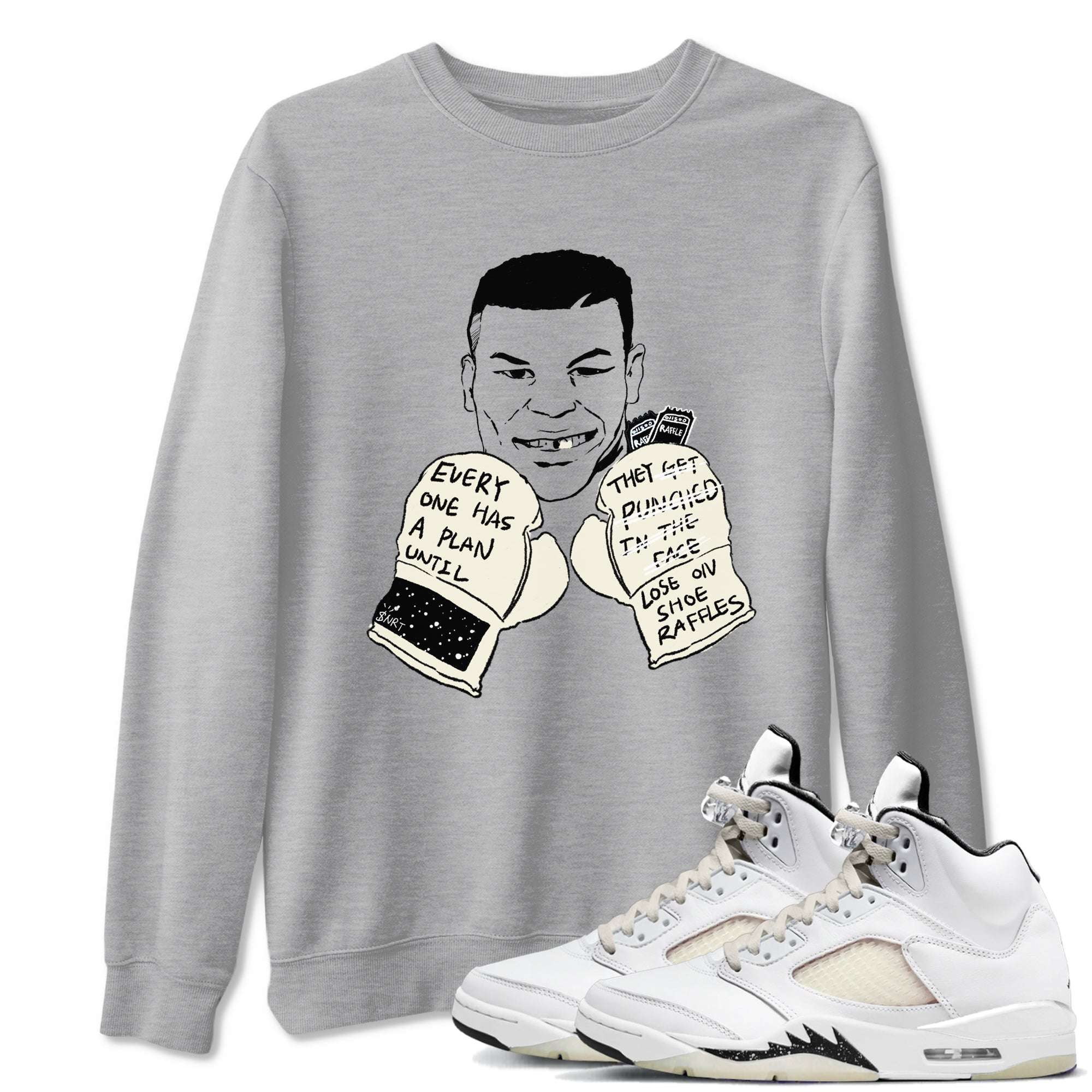 AJ5 Sail shirt to match jordans Everyone Has A Plan sneaker tees Air Jordan 5 Sail Drip Gear Zone unisex cotton Heather Grey 1 crew neck shirt