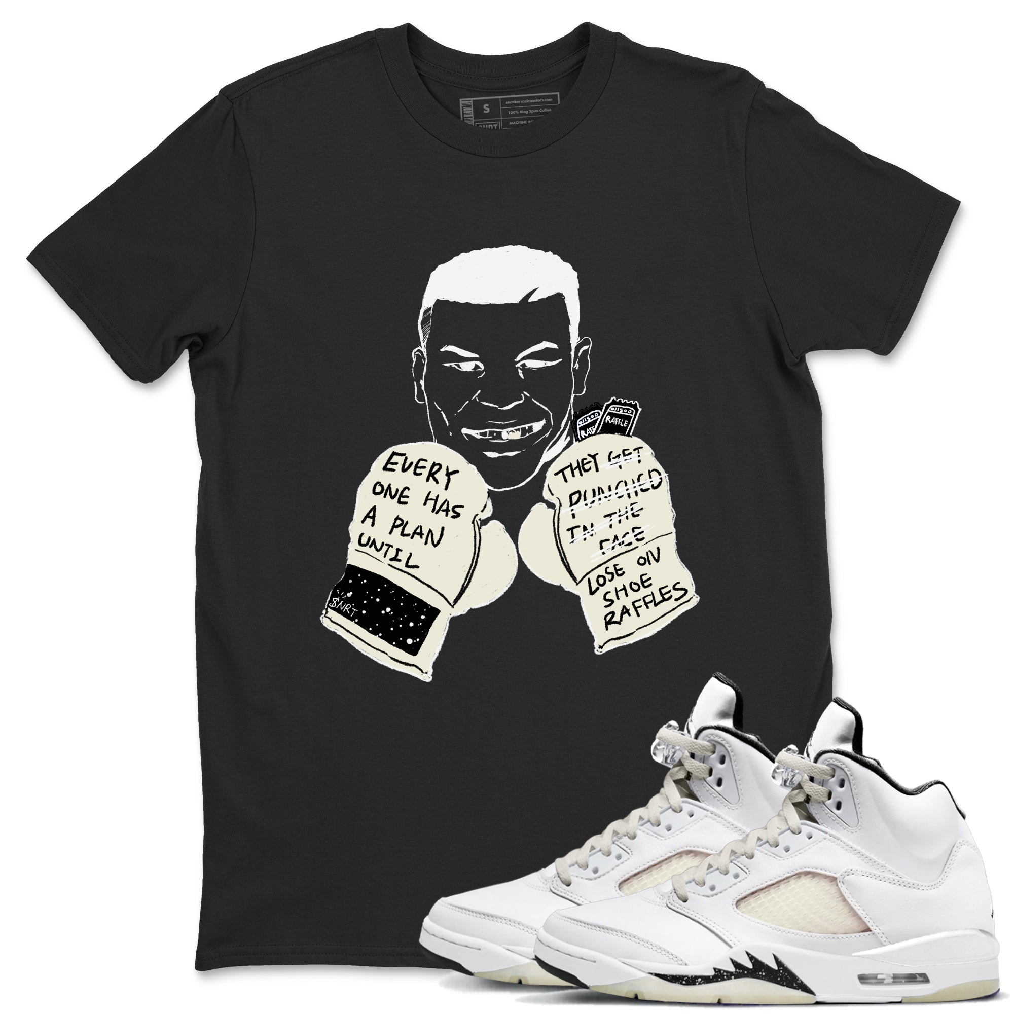 AJ5 Sail shirt to match jordans Everyone Has A Plan sneaker tees Air Jordan 5 Sail Drip Gear Zone unisex cotton Black 1 crew neck shirt