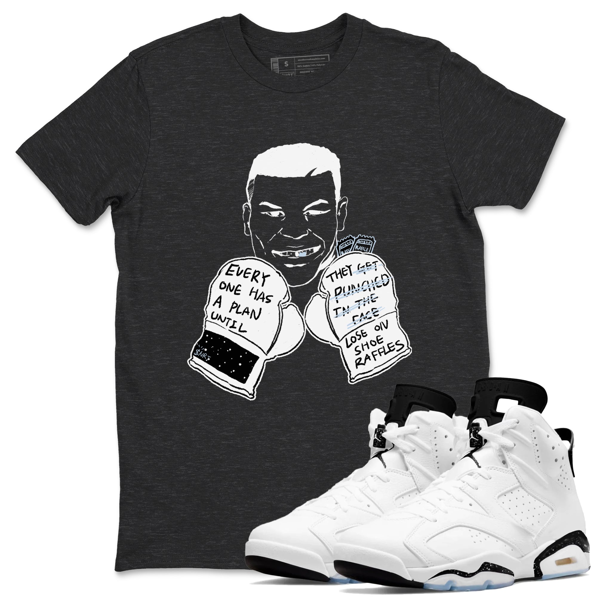 6s White Black shirt to match jordans Everyone Has A Plan sneaker tees Air Jordan 6 White Black Drip Gear Zone unisex cotton Charcoal Heather 1 crew neck shirt