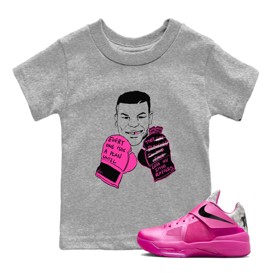Nike KD 4 Retro Aunt Pearl shirts to match jordans Everyone Has A Plan sneaker match tees Nike KD 4 Aunt Pearl match shoes to clothes Drip Gear Zone Youth Baby Heather Grey 1 tee