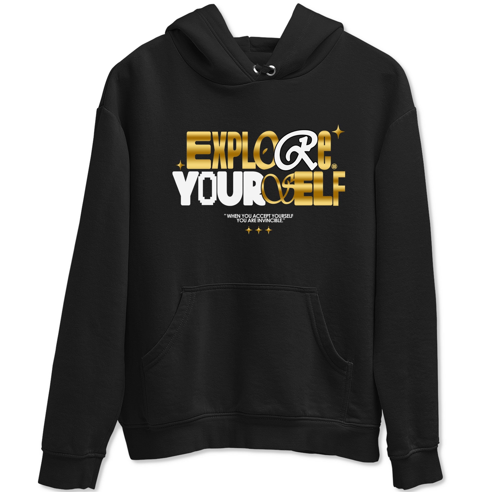Air Jordan 1 High OG Black Metallic Gold shirts to match jordans Explore Yourself sneaker match tees Air Jordan 1 Retrp Black Metallic Gold Sneaker Shirts Drip Gear Zone streetwear brand Black 2 unisex cotton tee