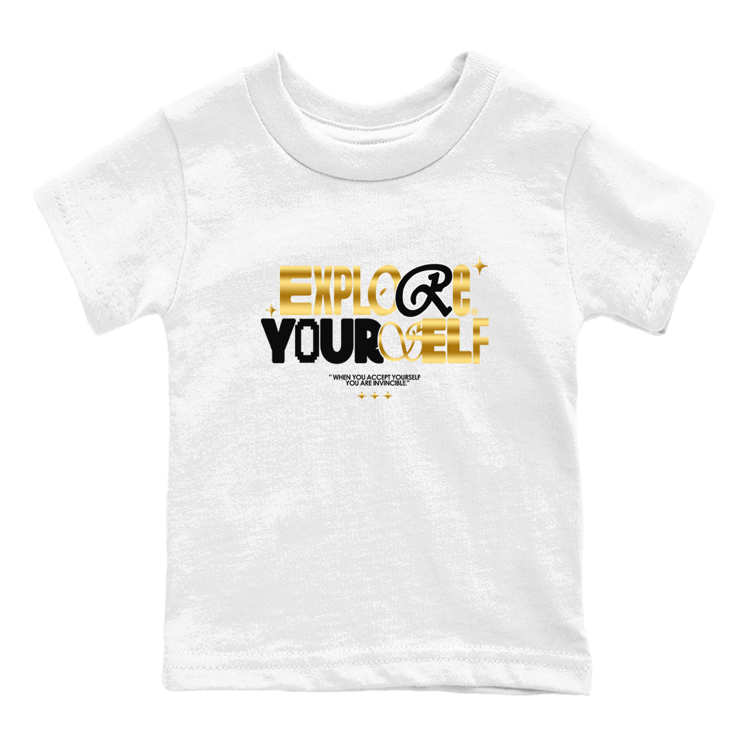 Air Jordan 1 High OG Black Metallic Gold shirts to match jordans Explore Yourself sneaker match tees Air Jordan 1 Retrp Black Metallic Gold Sneaker Shirts Drip Gear Zone streetwear brand Baby and Youth White 2 cotton tee