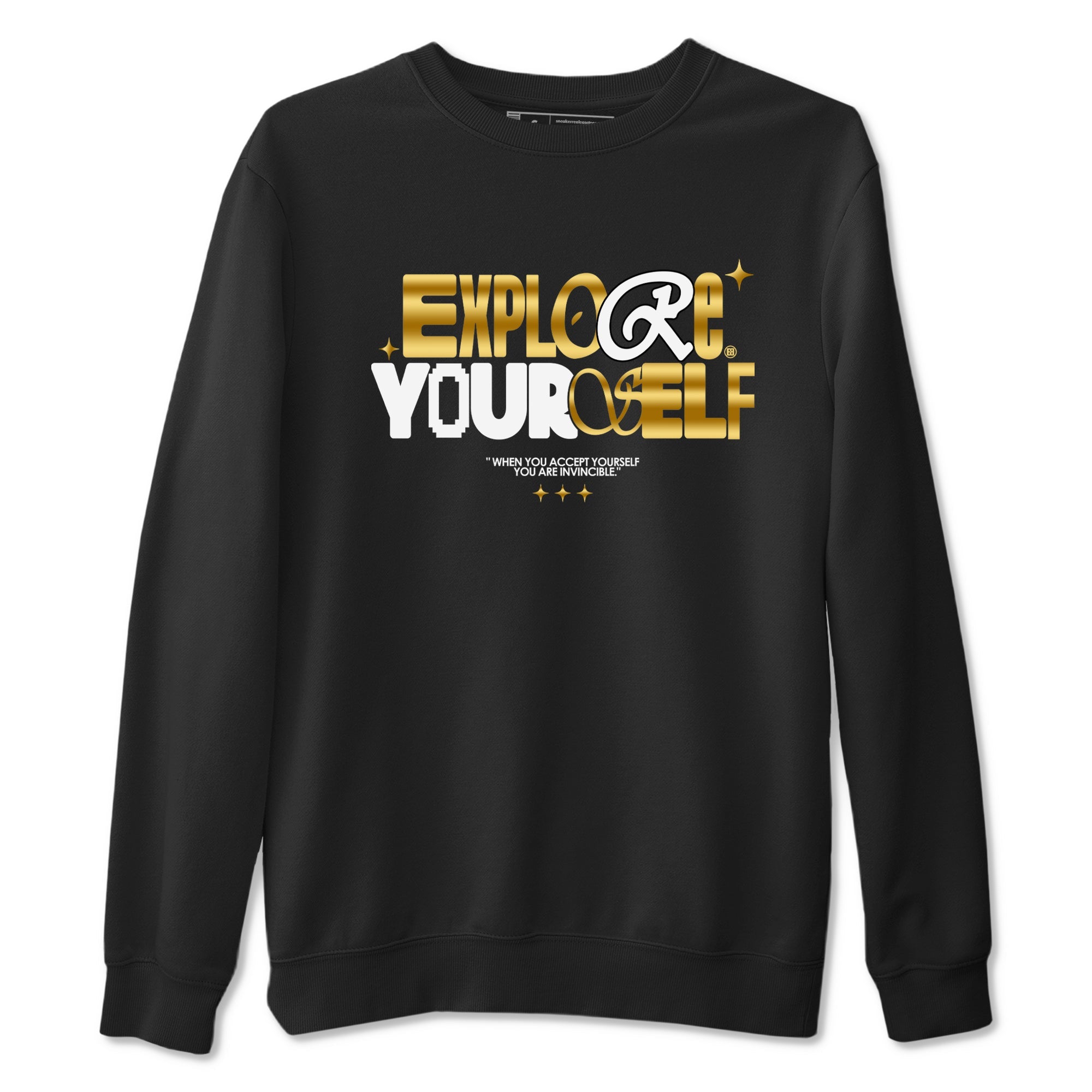 Air Jordan 1 High OG Black Metallic Gold shirts to match jordans Explore Yourself sneaker match tees Air Jordan 1 Retrp Black Metallic Gold Sneaker Shirts Drip Gear Zone streetwear brand Black 2 unisex cotton tee