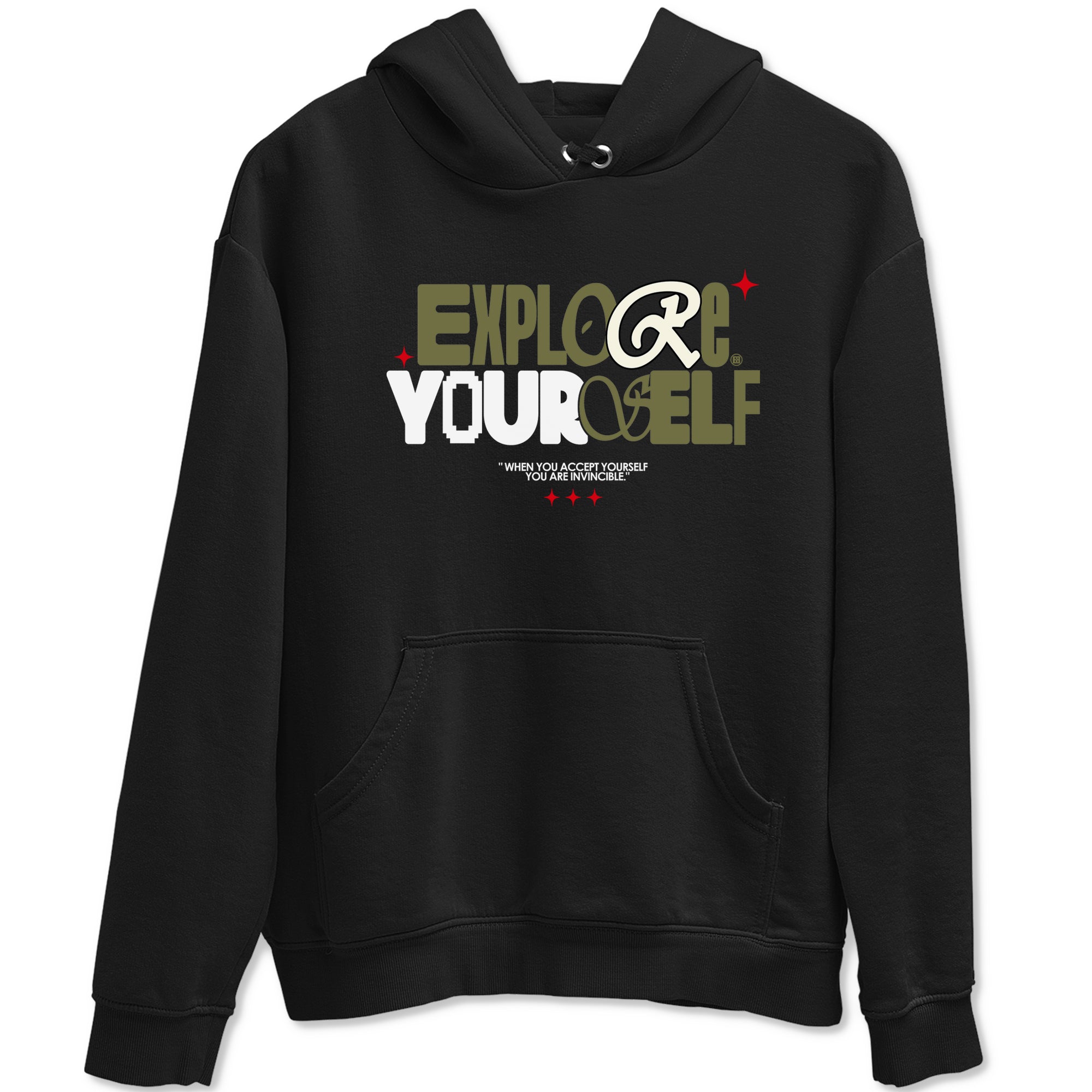 AJ1 Travis Scott Black Olive shirts to match jordans Explore Yourself sneaker match tees Air Jordan 1 Travis Scott Black Olive Drip Gear Zone streetwear brand Black 2 unisex cotton tee