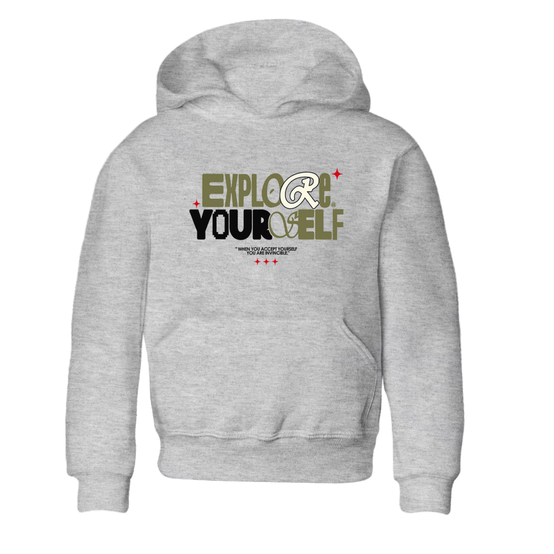 AJ1 Travis Scott Black Olive shirts to match jordans Explore Yourself sneaker match tees Air Jordan 1 Travis Scott Black Olive Drip Gear Zone streetwear brand Baby and Youth Heather Grey 2 cotton tee