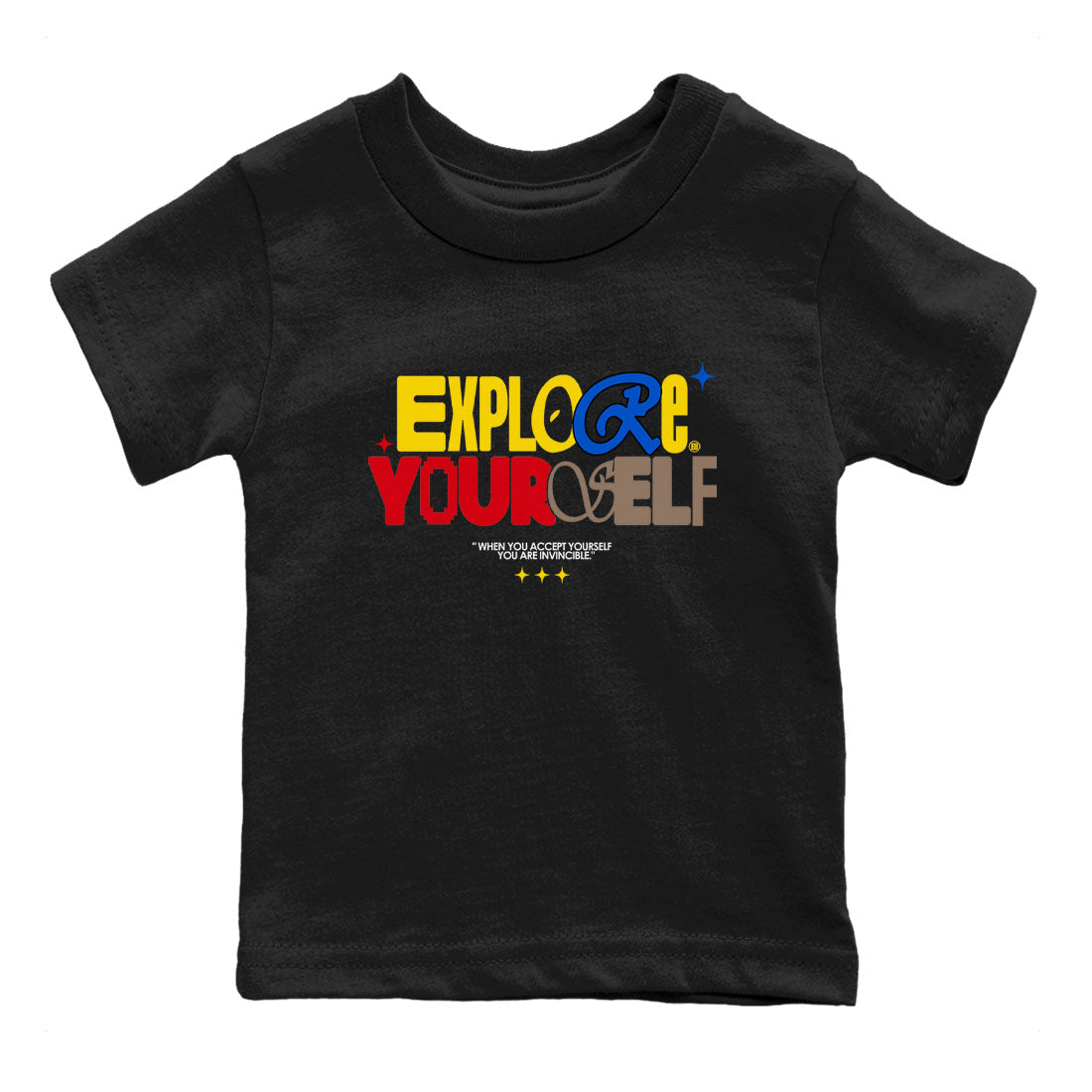 Air Jordan 1 Low Travis Scott Canary shirts to match jordans Explore Yourself sneaker match tees AJ1 Travis Scott Canary Drip Gear Zone baby toddler Black 2 cotton Shirt